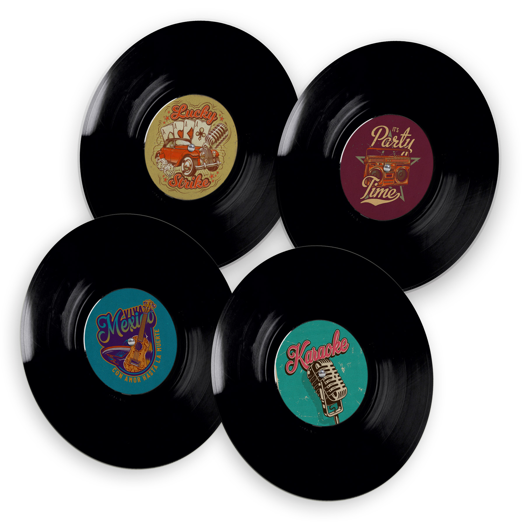 ITENGA 40x Bierdeckel rund Schallplatten Retro Untersetz...