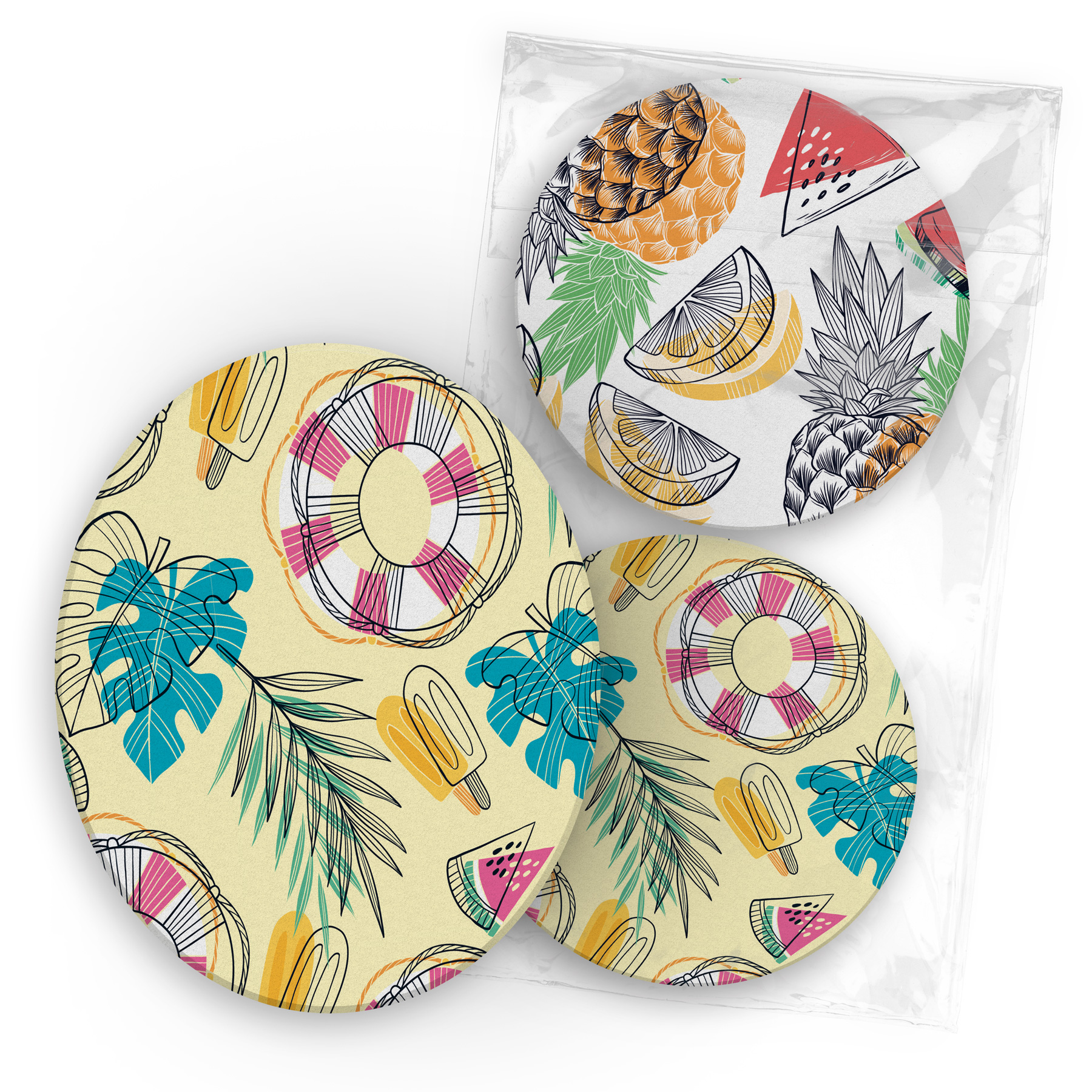 itenga 40x Bierdeckel rund Retro Sommer Fr�chte Unterset...