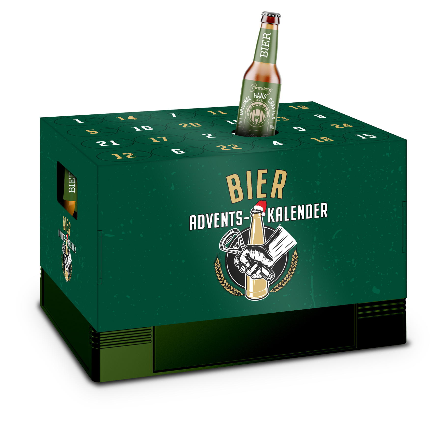 itenga Adventskalender f�r Bierkasten klassisch gr�n gol...