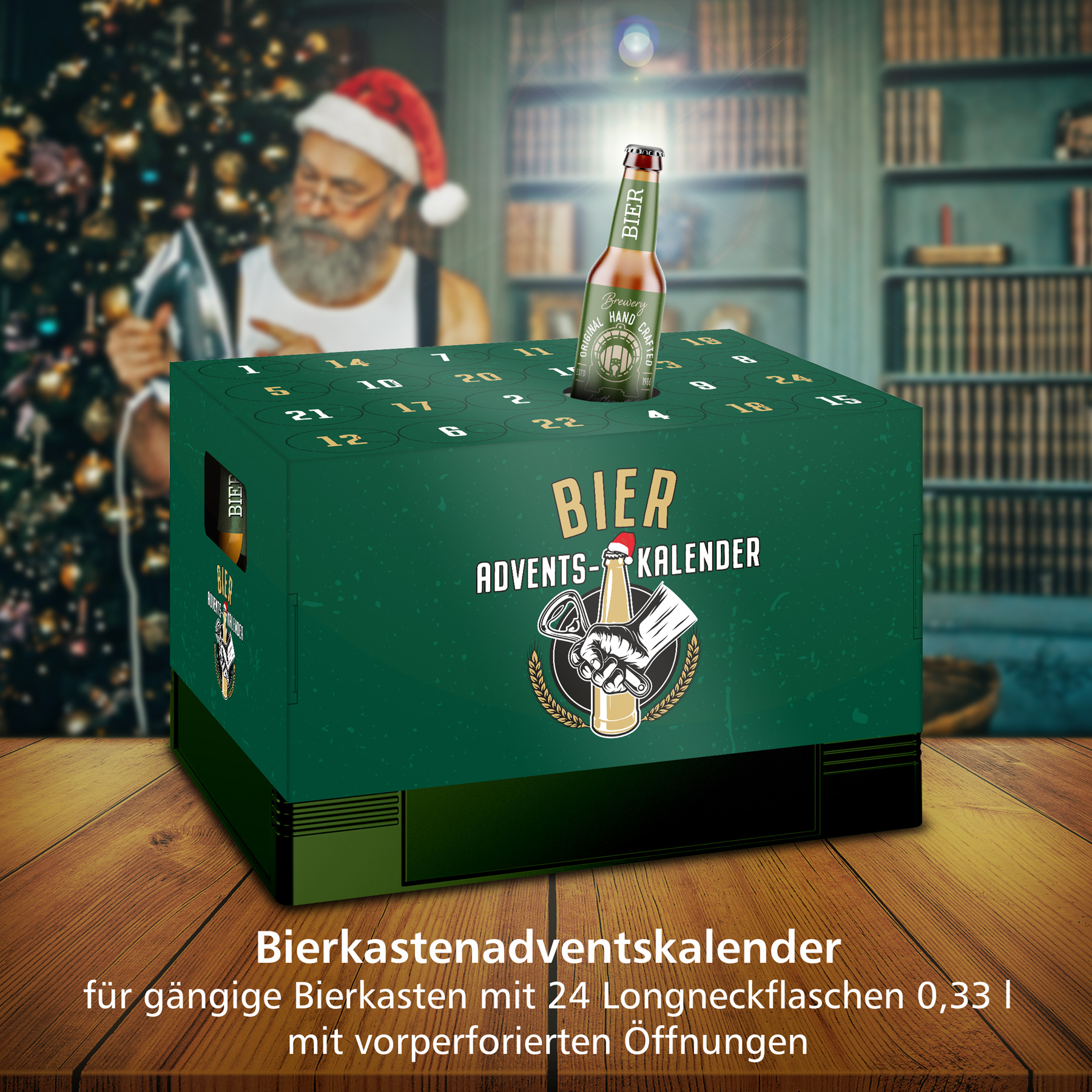 itenga Adventskalender f�r Bierkasten klassisch gr�n gol...