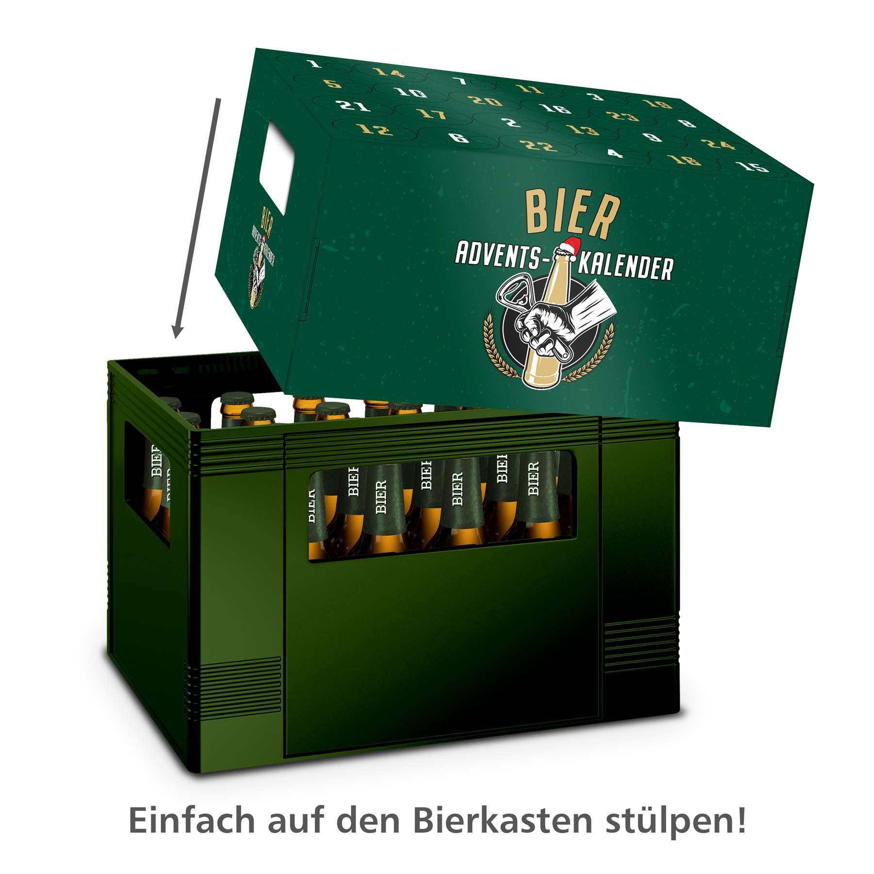 itenga Adventskalender f�r Bierkasten klassisch gr�n gol...