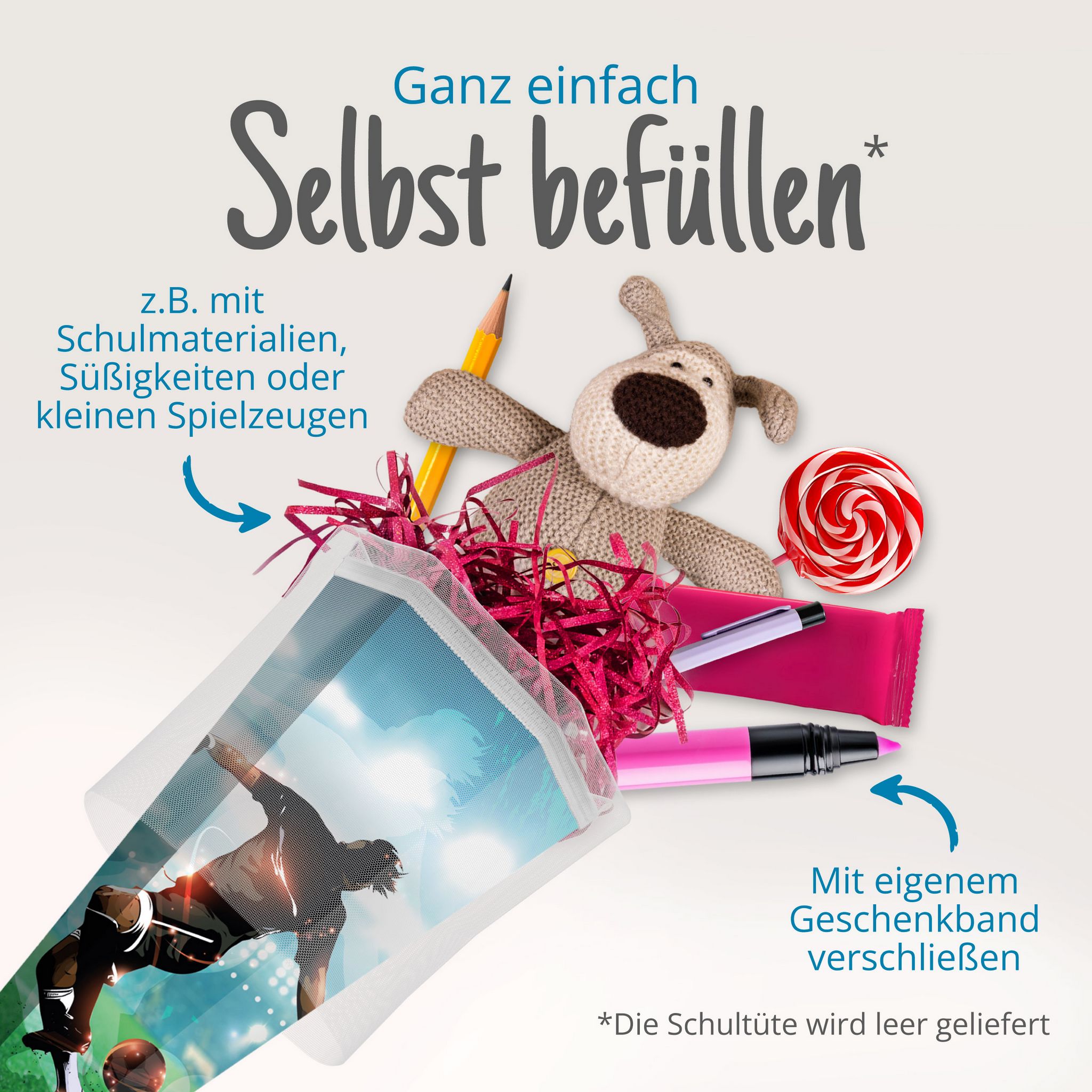 itenga Schult�te 85cm eckig Motiv Fu�ball mit T�llversch...