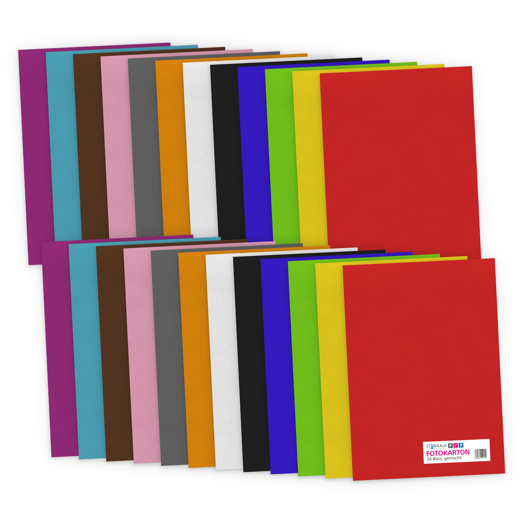 ITENGA Fotokarton - A4 300 g/qm 24 Blatt sortiert - Far...