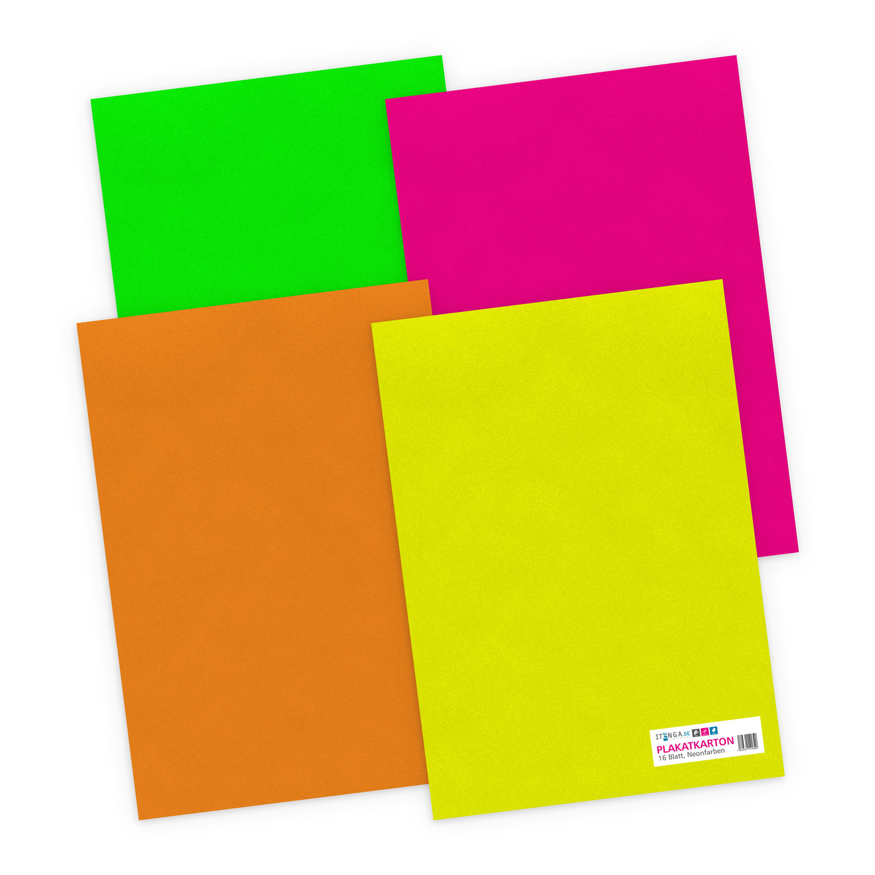itenga Plakatkarton - A4 380 g/qm 16 Blatt - NEON Farbe...