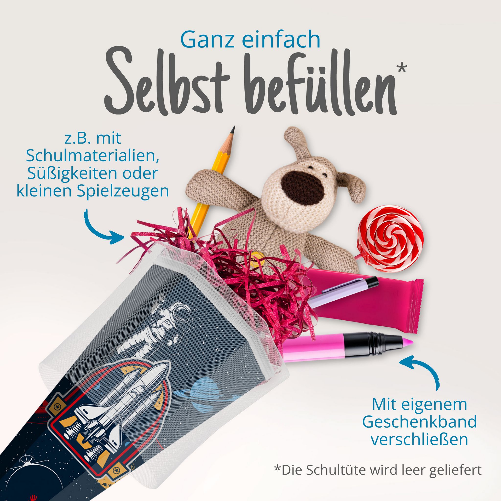 ITENGA Schult�te 85cm eckig Motiv 85cm Weltraum mit T�ll...