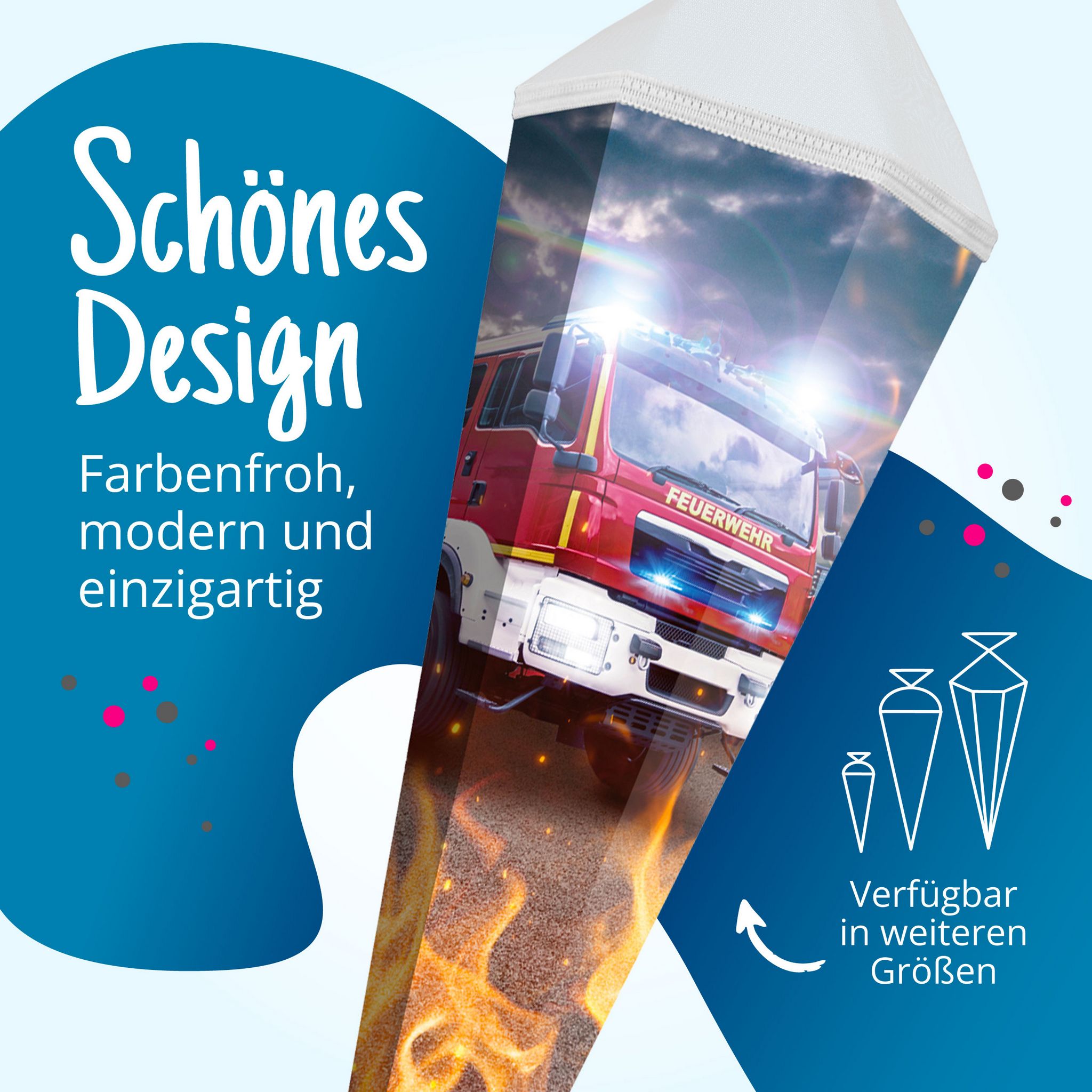 itenga Schult�te 85cm eckig Motiv Feuerwehr mit T�llvers...