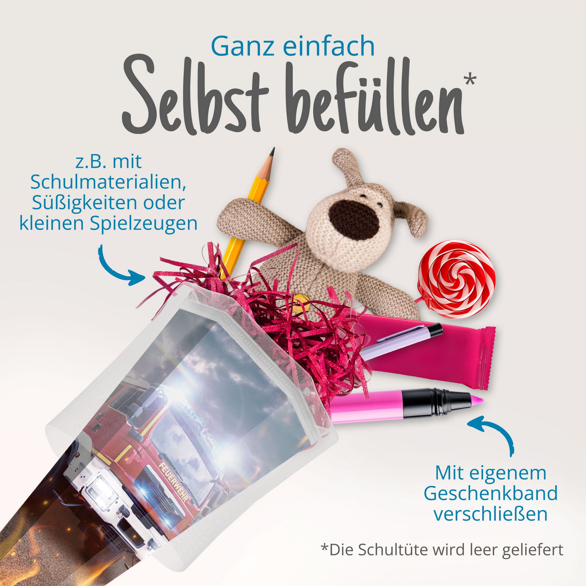 itenga Schult�te 85cm eckig Motiv Feuerwehr mit T�llvers...