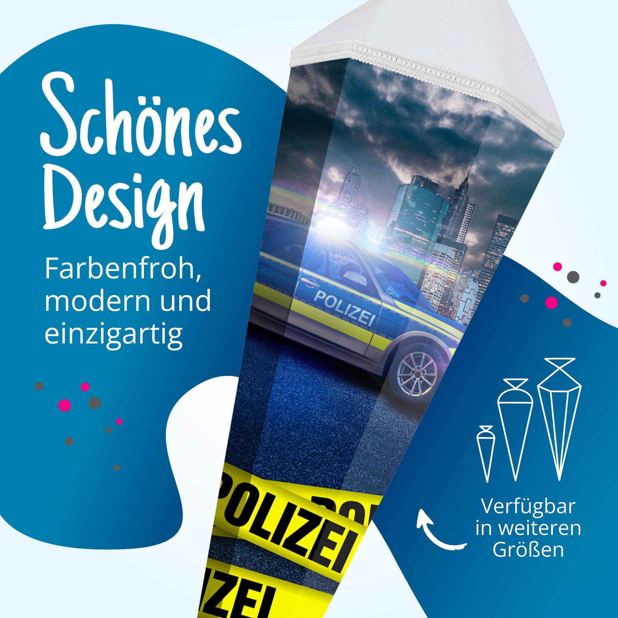itenga Schult�te 85cm eckig Motiv Polizei mit T�llversch...