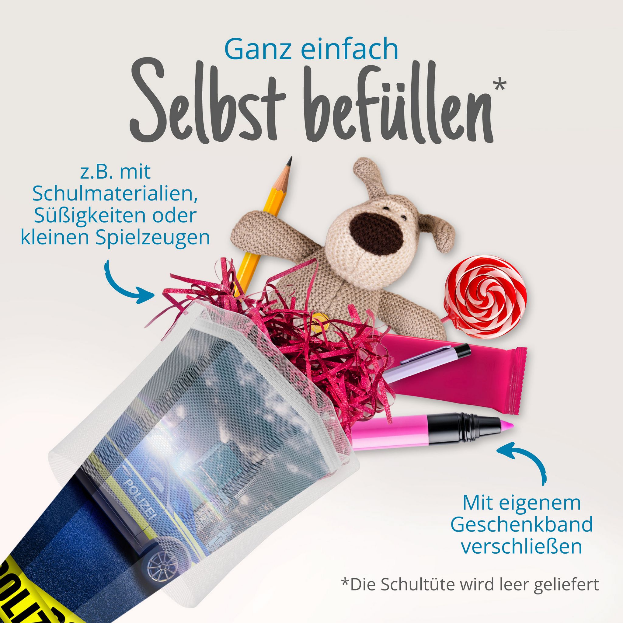 itenga Schult�te 85cm eckig Motiv Polizei mit T�llversch...