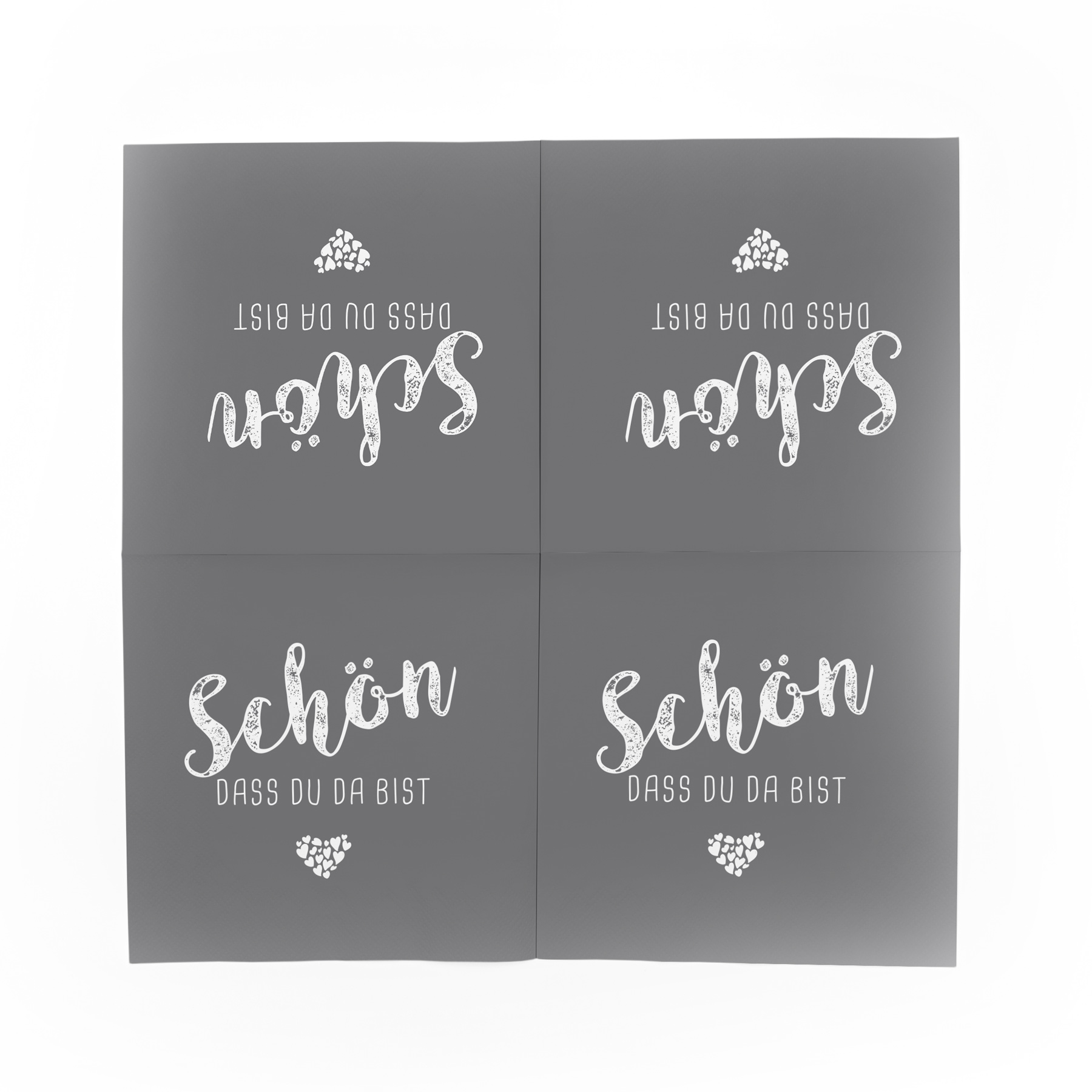 itenga 20x Serviette Sch�n dass du da bist GRAU