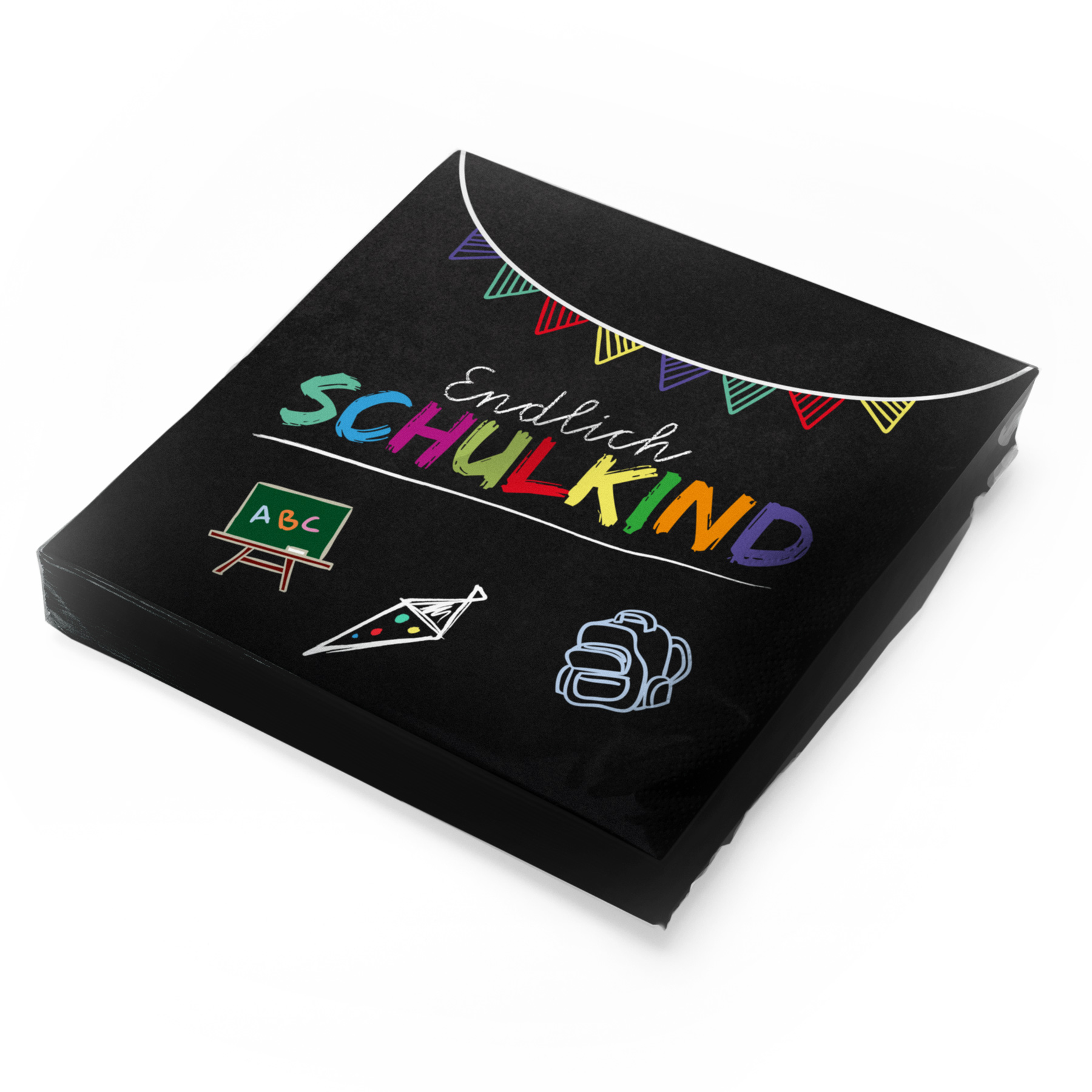 itenga 20x Serviette Schulanfang Endlich Schulkind SCHWARZ