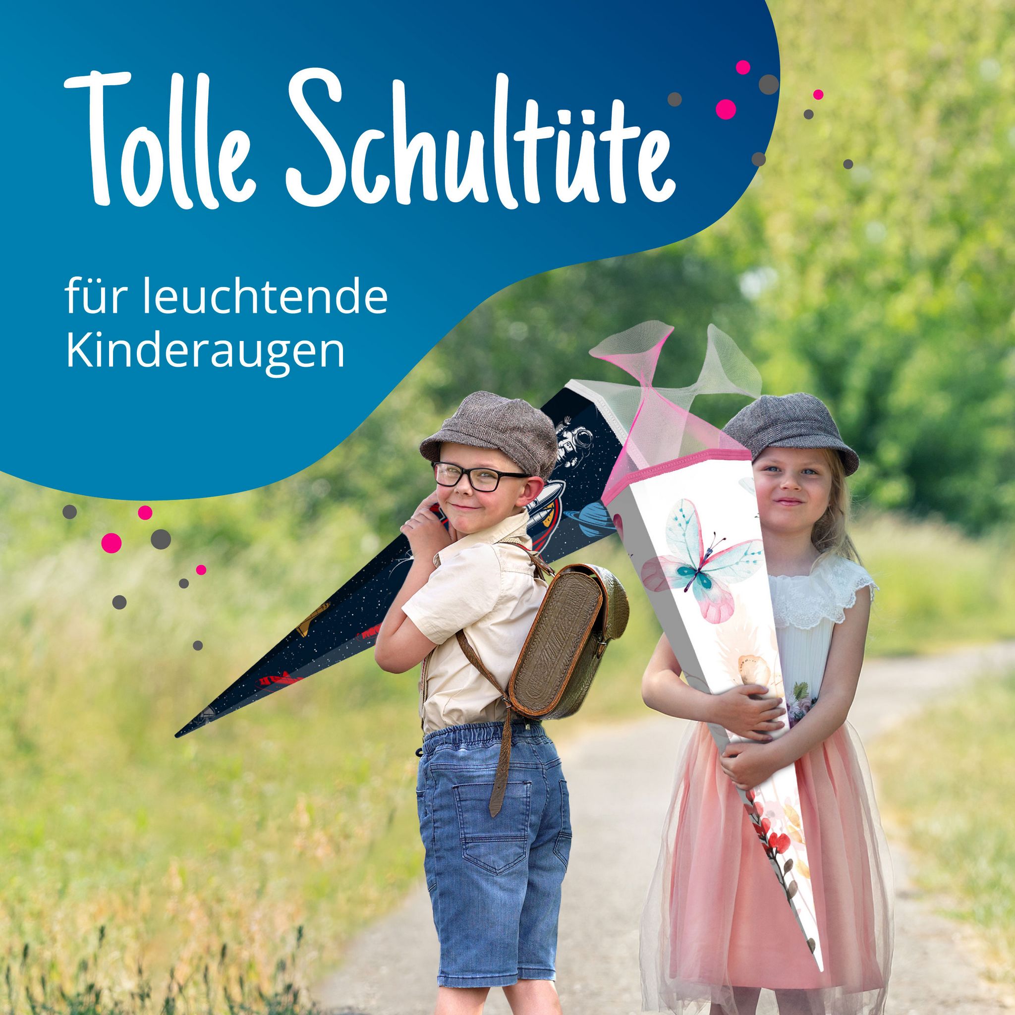 itenga Schult�te 85cm eckig Motiv Schmetterling mit T�ll...