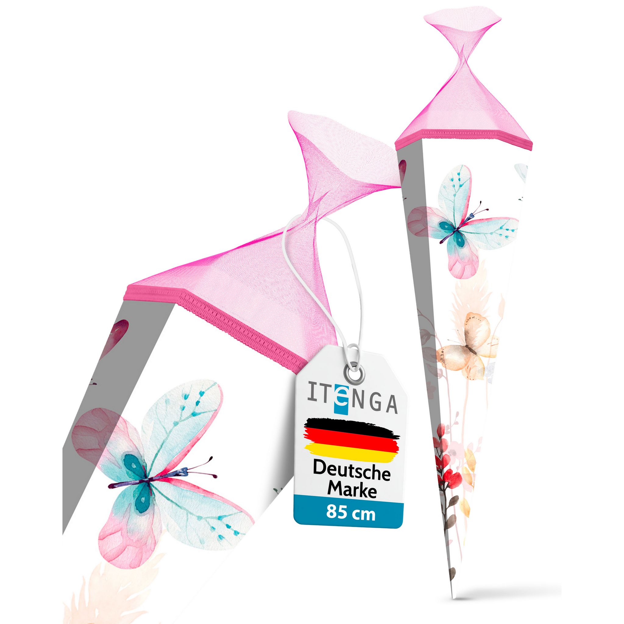 itenga Schult�te 85cm eckig Motiv Schmetterling mit T�ll...