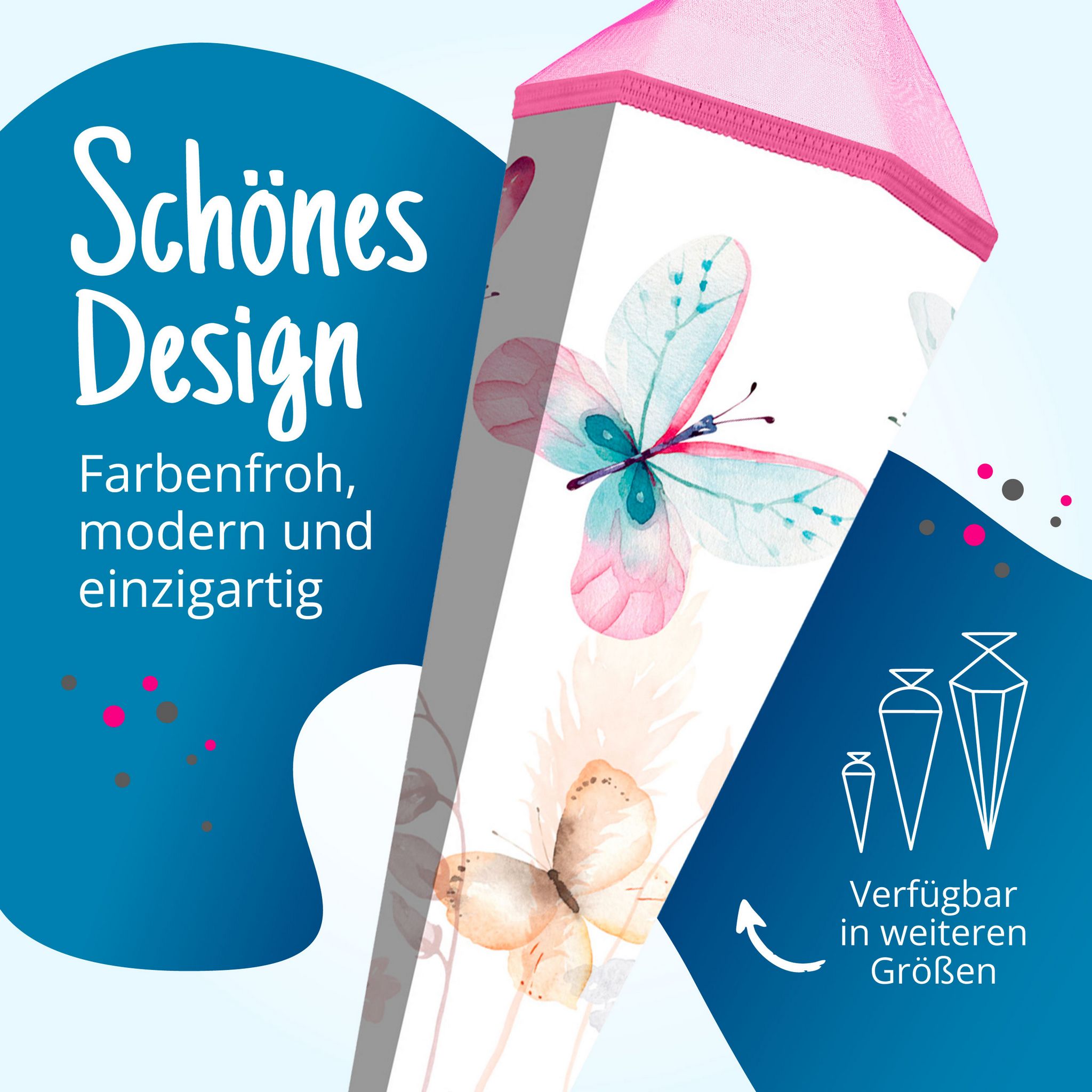 itenga Schult�te 85cm eckig Motiv Schmetterling mit T�ll...