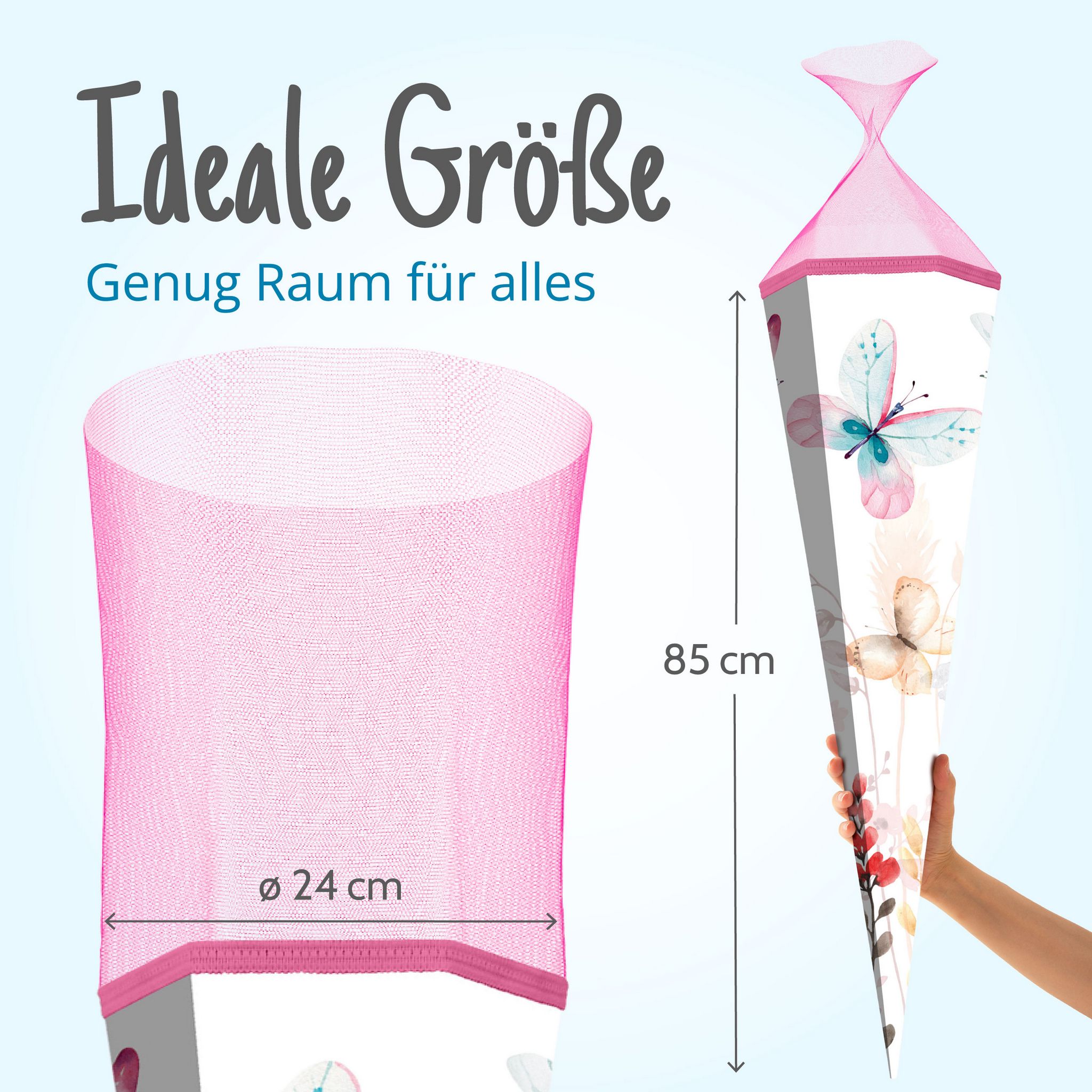itenga Schult�te 85cm eckig Motiv Schmetterling mit T�ll...