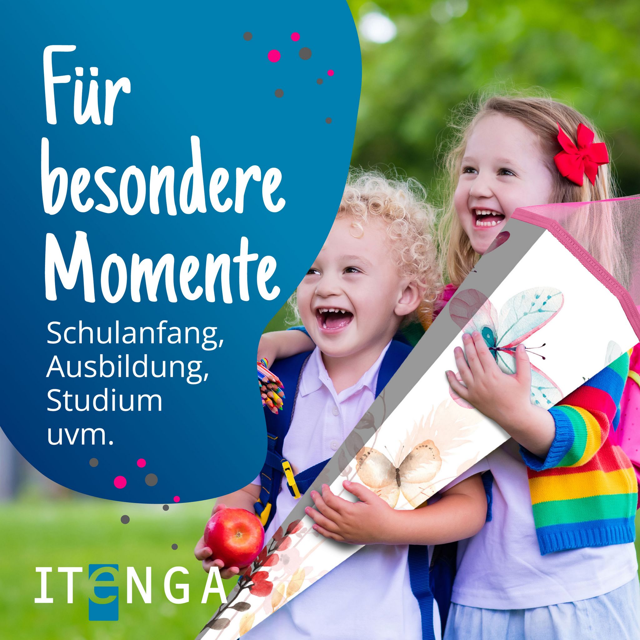 itenga Schult�te 85cm eckig Motiv Schmetterling mit T�ll...