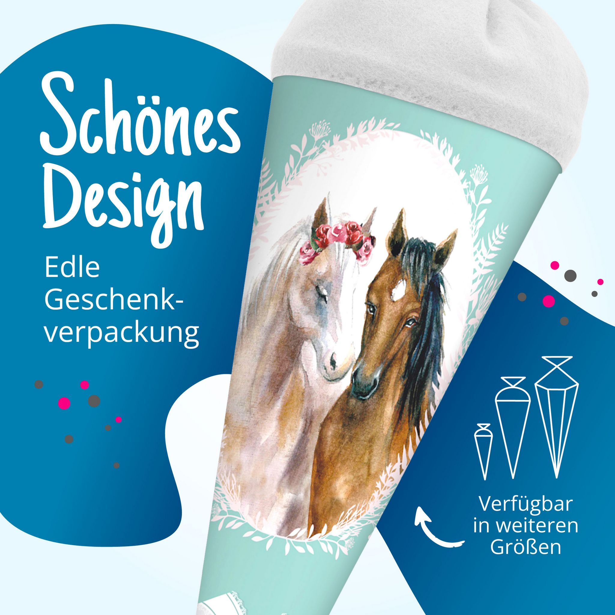 itenga Schult�te Zuckert�te 70cm rund Pferde Filzverschl...