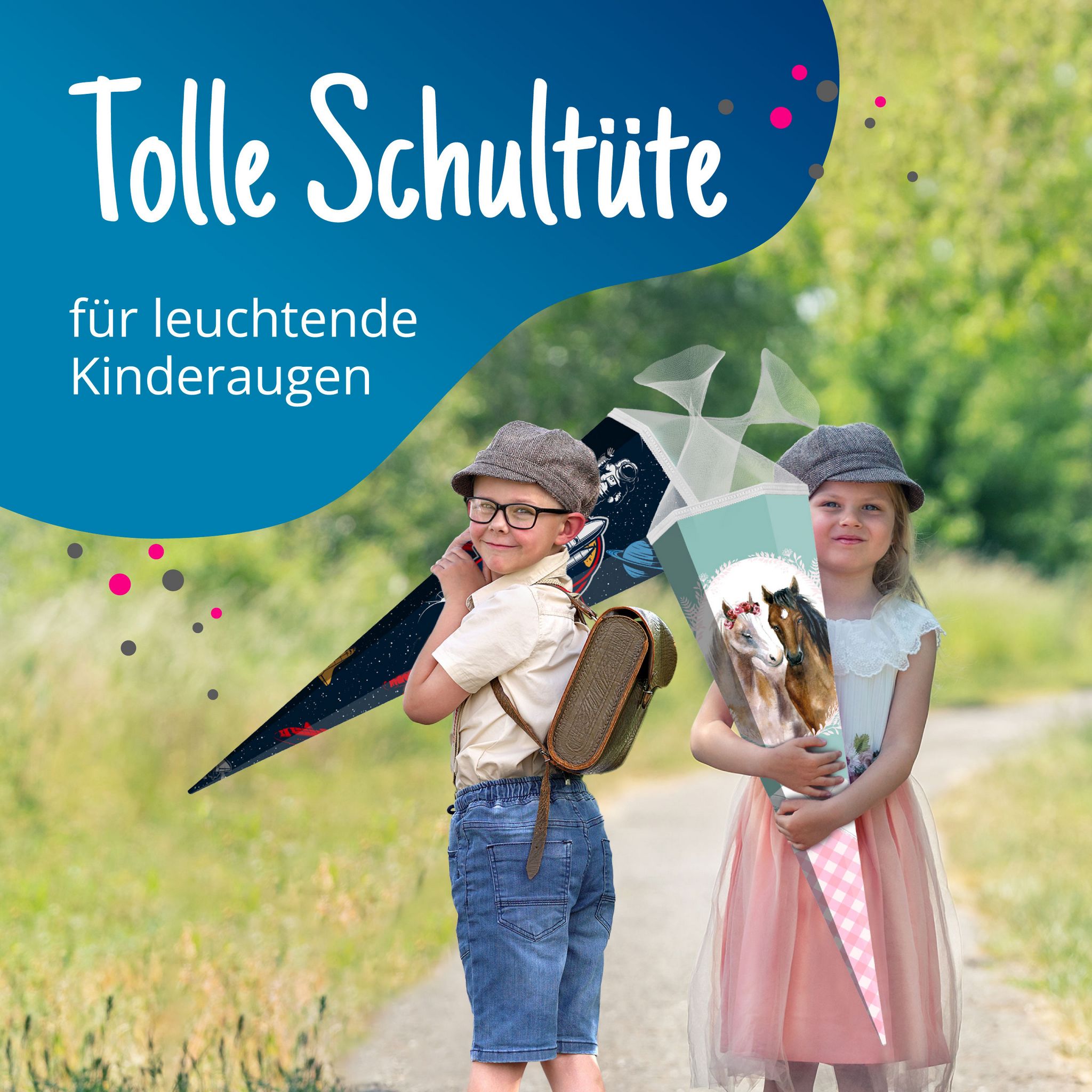 itenga Schult�te 85cm eckig Motiv Pferde mit T�llverschluss