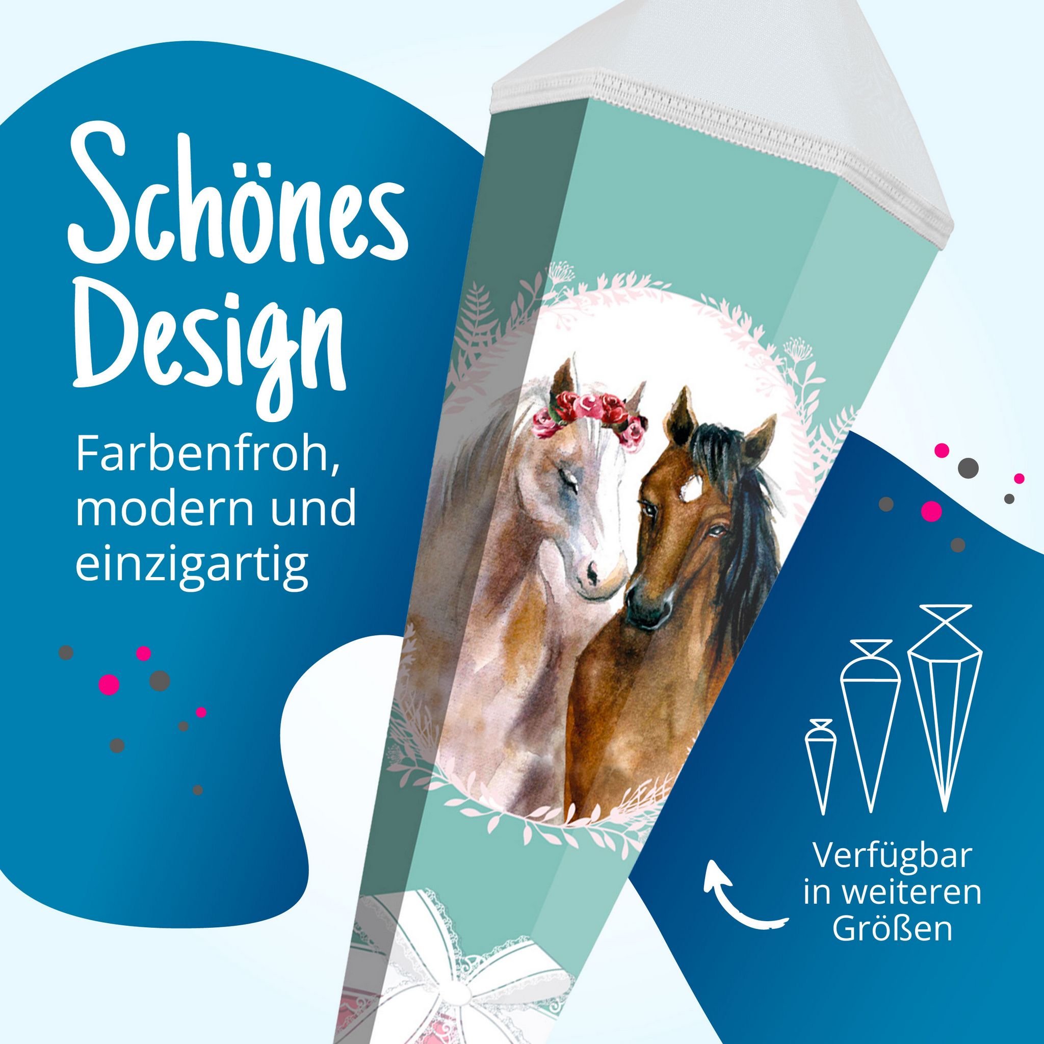 itenga Schult�te 85cm eckig Motiv Pferde mit T�llverschluss