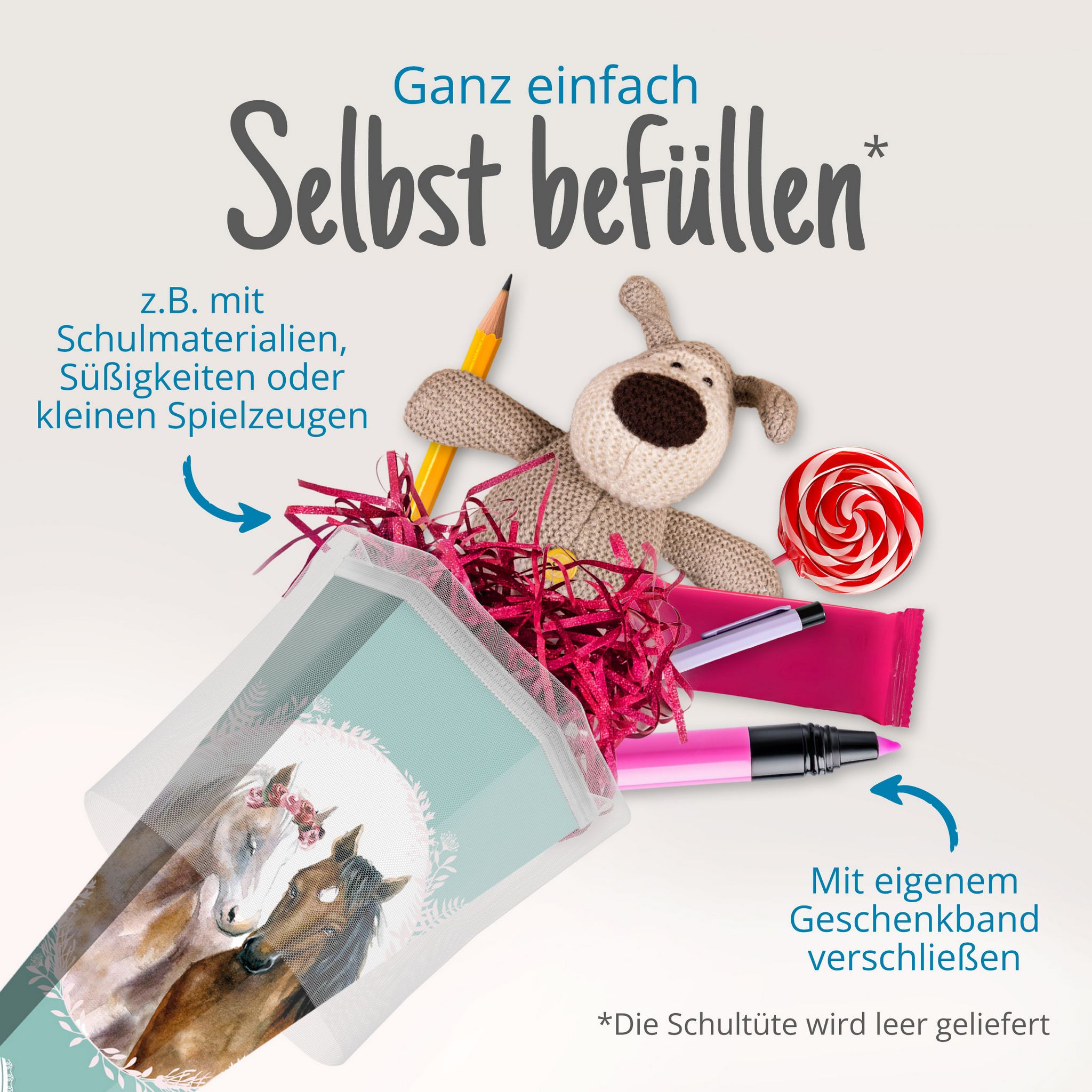 itenga Schult�te 85cm eckig Motiv Pferde mit T�llverschluss