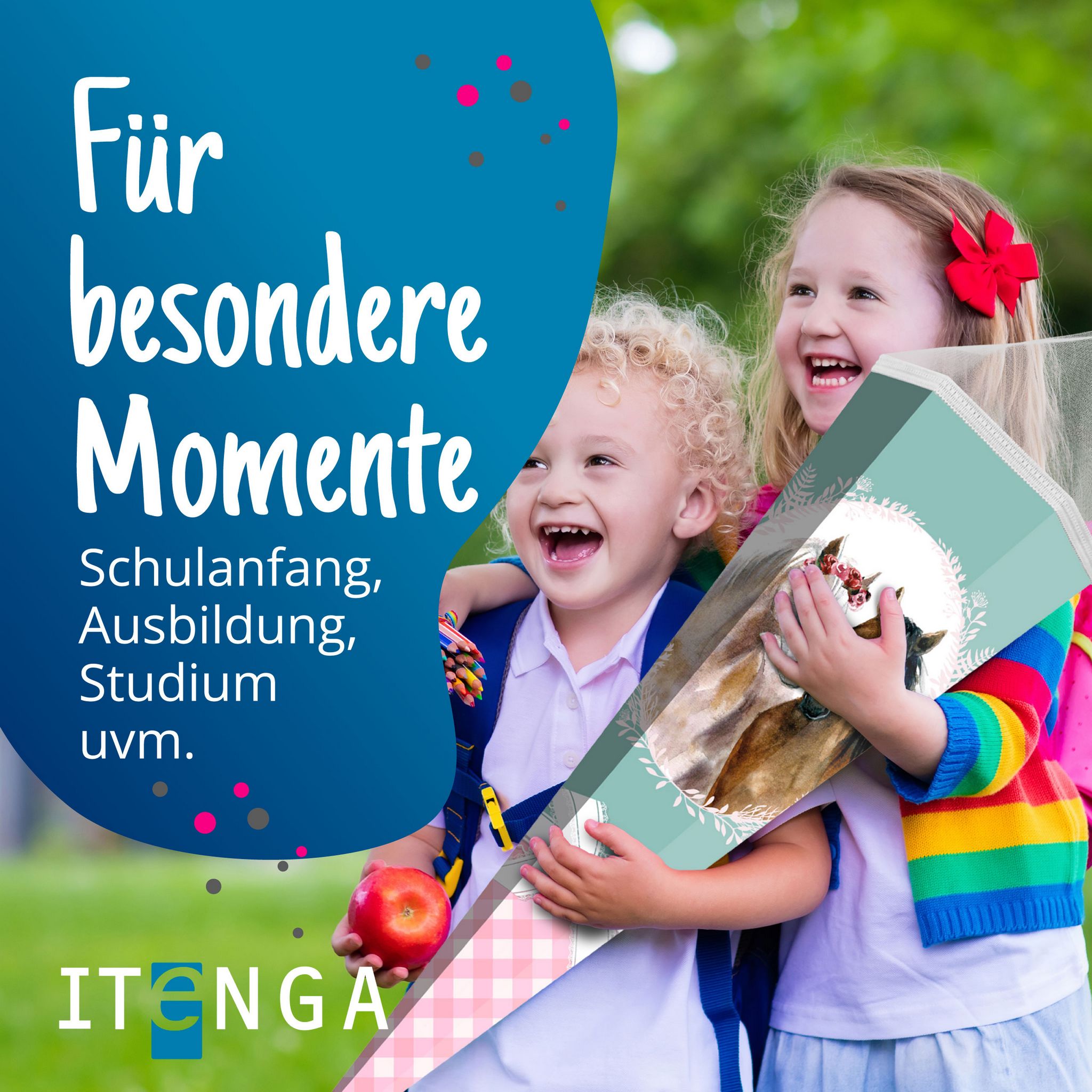itenga Schult�te 85cm eckig Motiv Pferde mit T�llverschluss