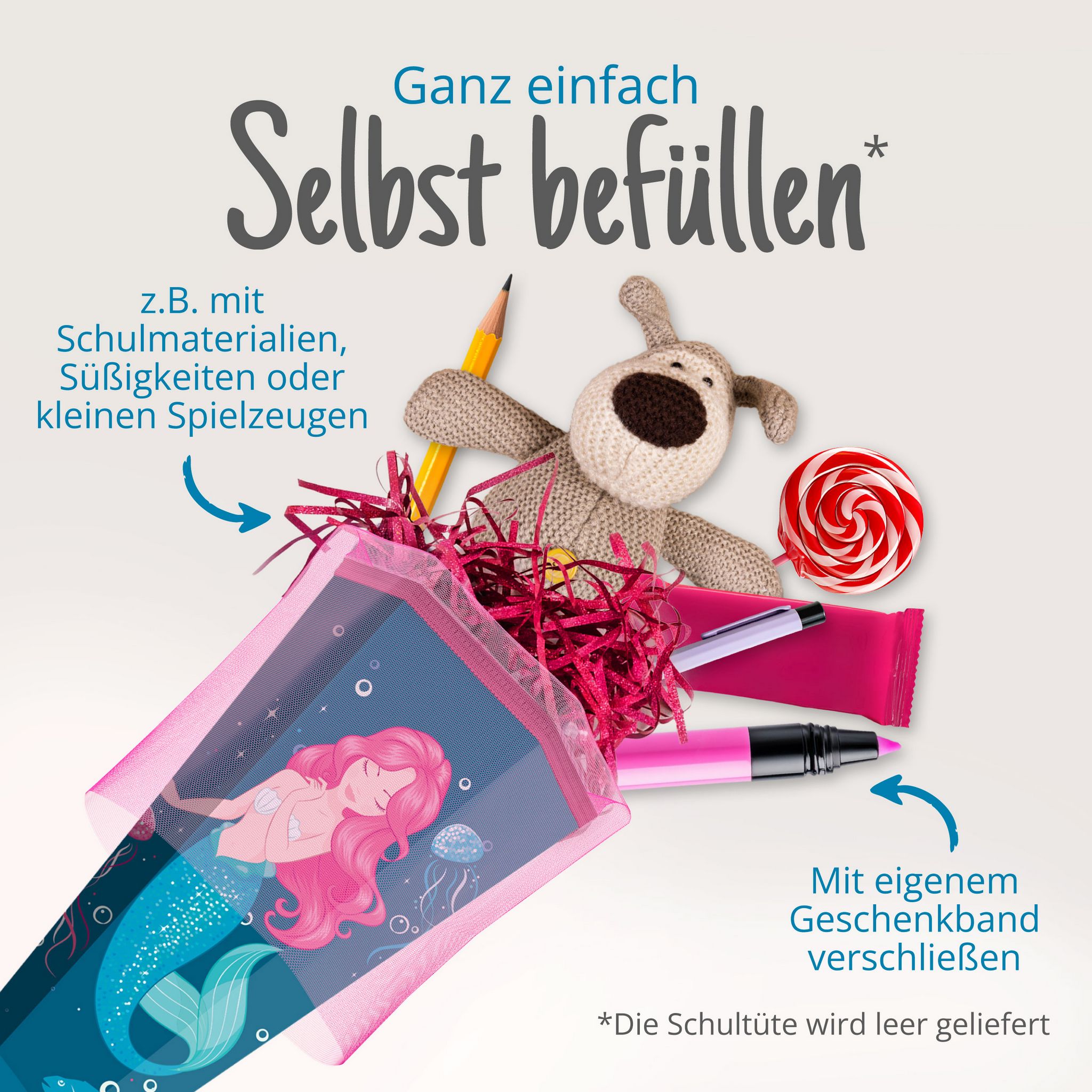 itenga Schult�te 85cm eckig Motiv Meerjungfrau mit T�llv...