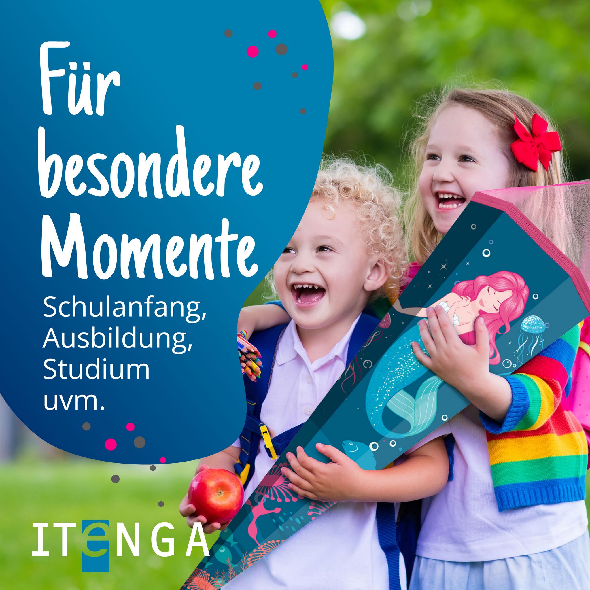 itenga Schult�te 85cm eckig Motiv Meerjungfrau mit T�llv...