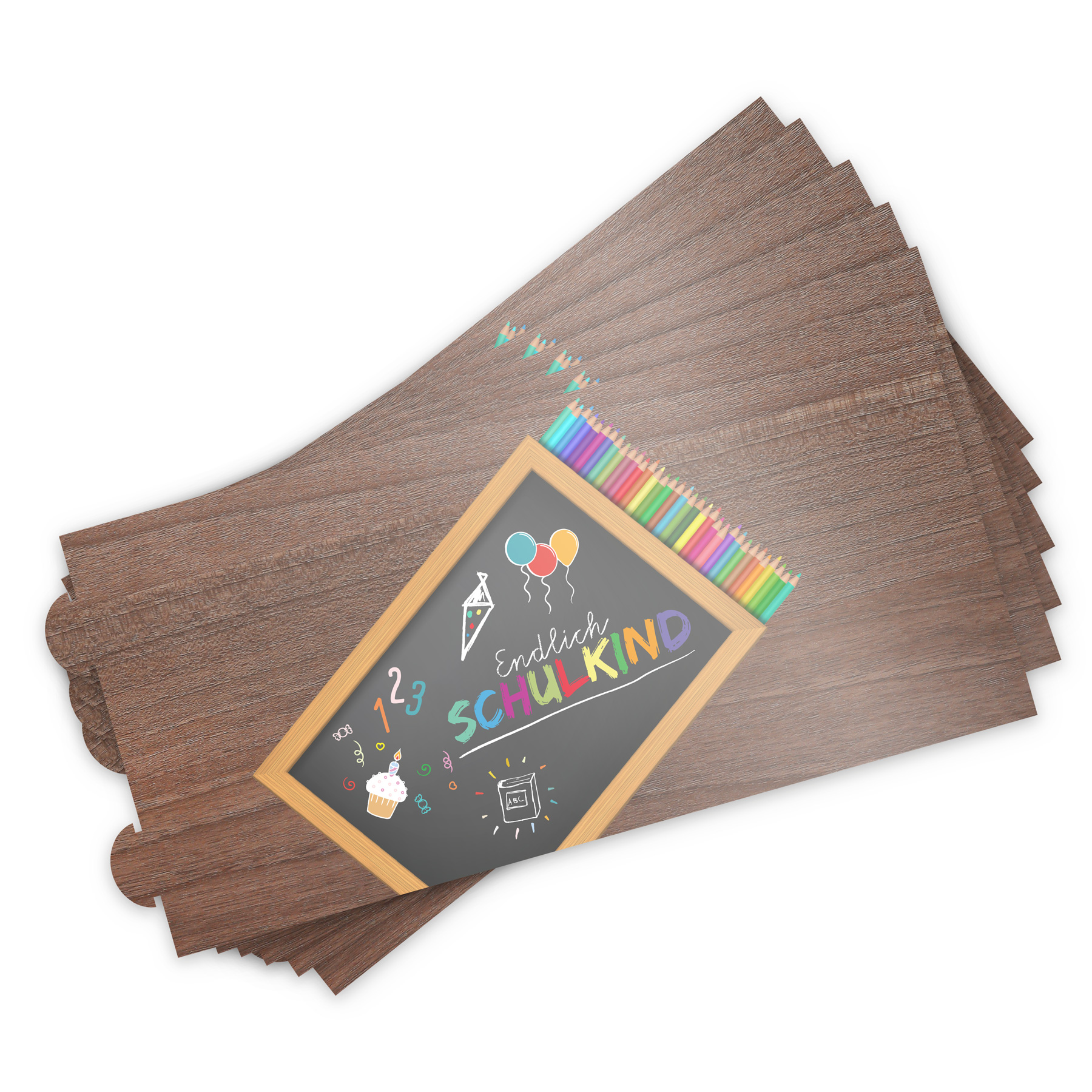 itenga 6x Windlicht klein Endlich Schulkind Stifte Schul...