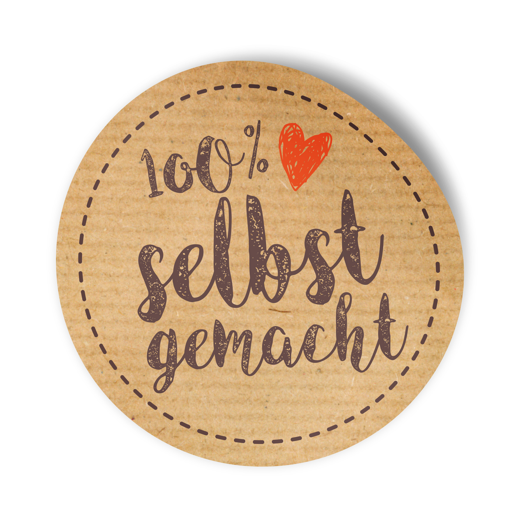 Itenga 50 x Etikett rund 4cm "100% selbstgemacht" Sticke...
