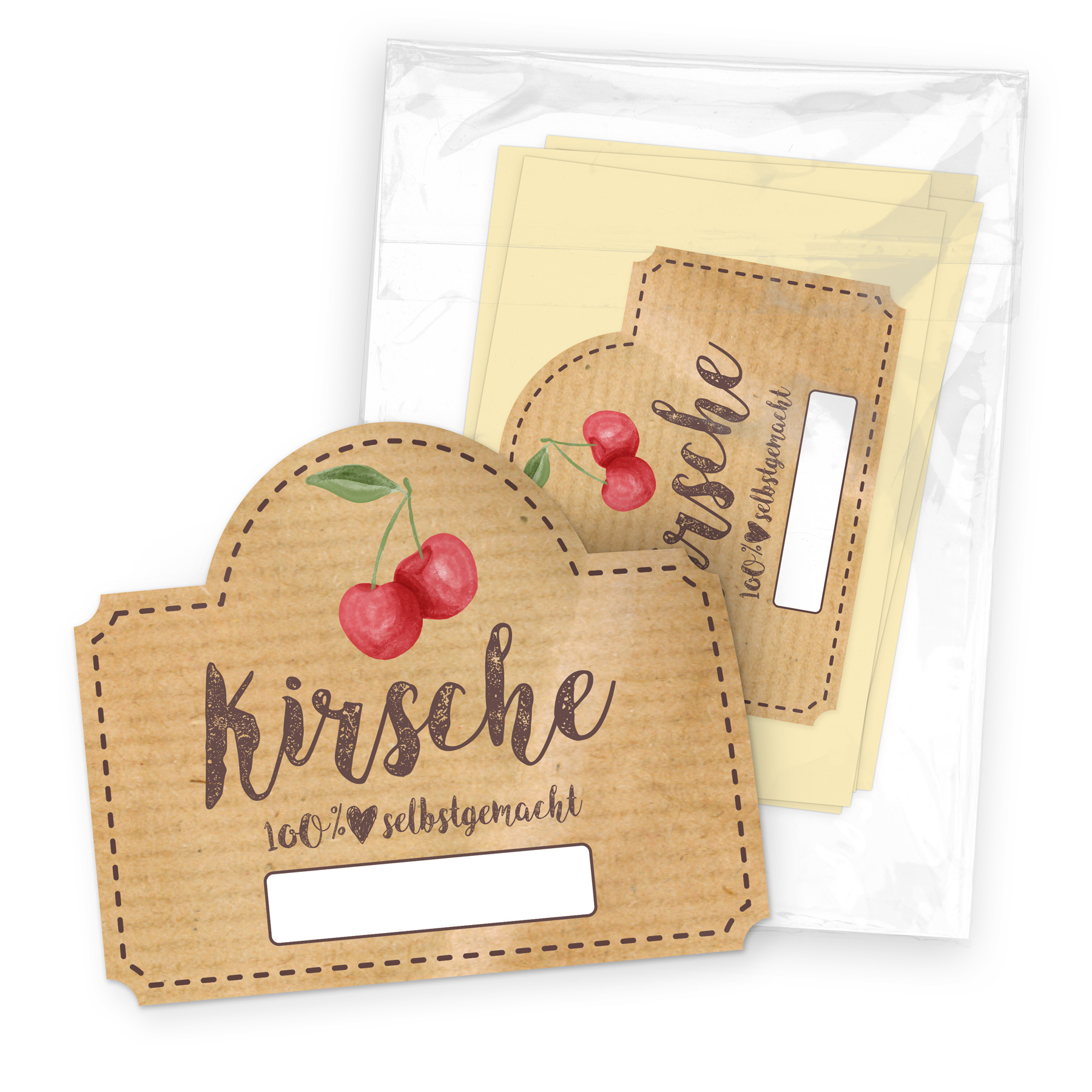 itenga 50 x Marmeladen Etikett Kirsche 4,5x3,8cm 100% se...