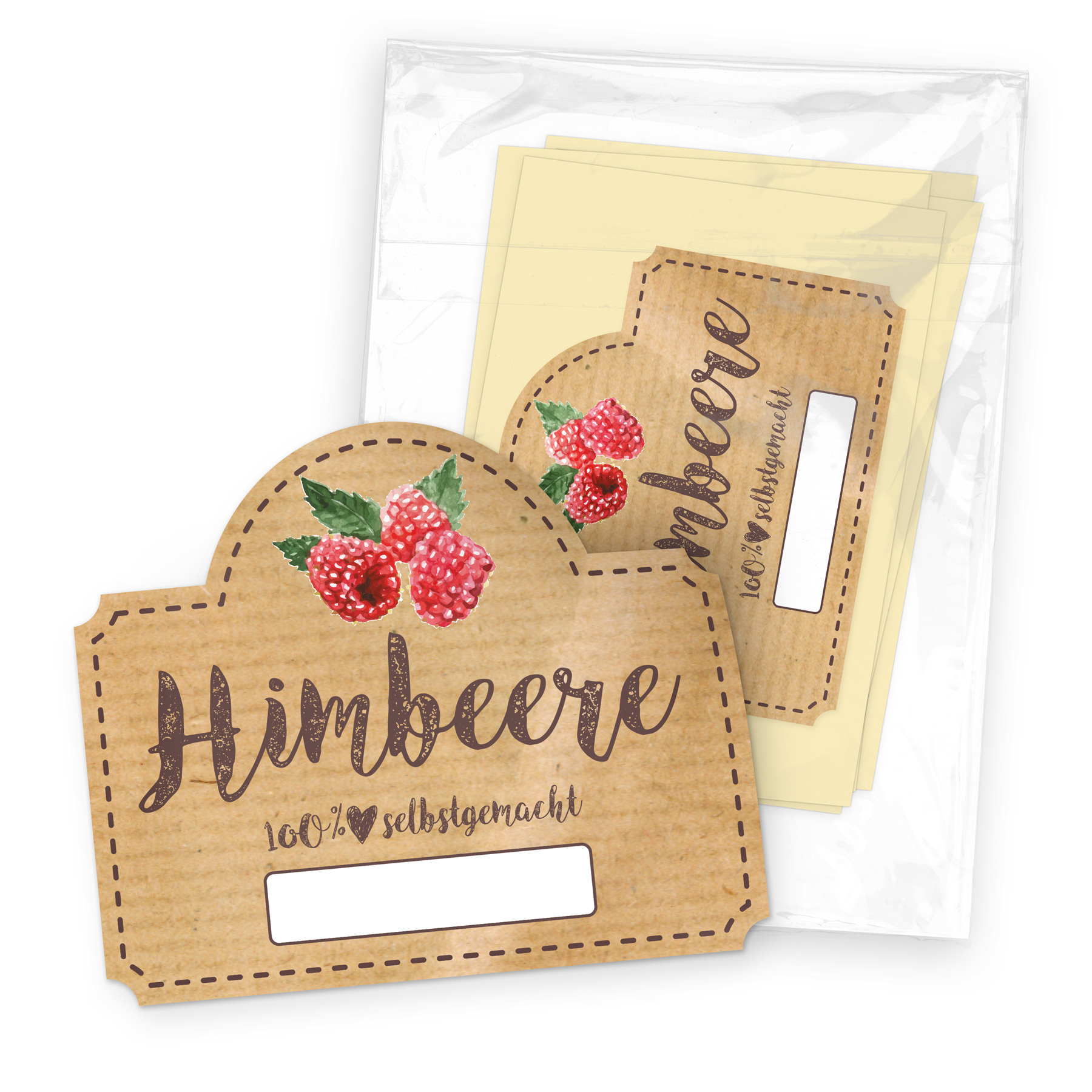 itenga 50 x Marmeladen Etikett Himbeere 4,5x3,8cm 100% s...