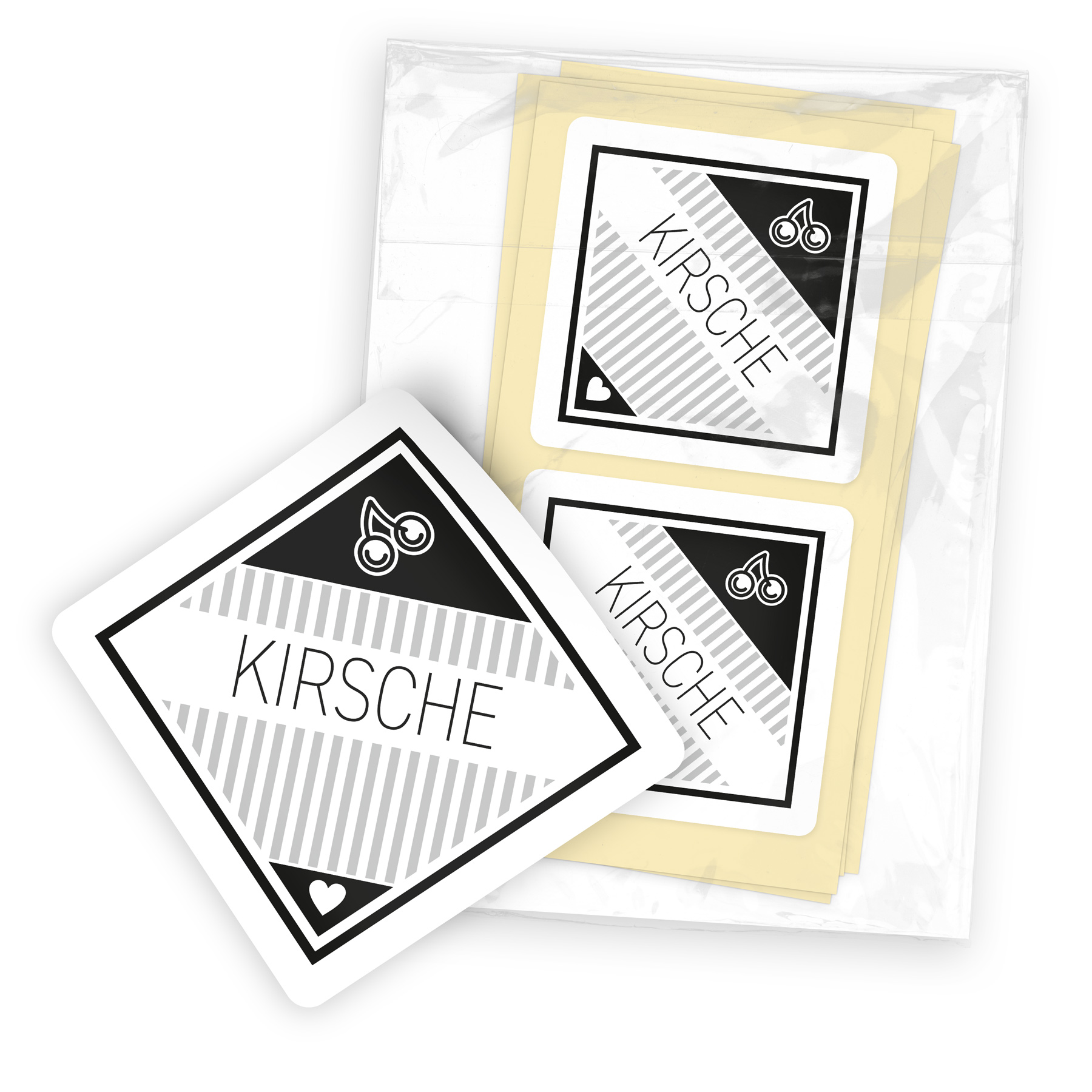 itenga 50 x Marmeladen Etikett Kirsche 4,5x4,5cm karo sc...