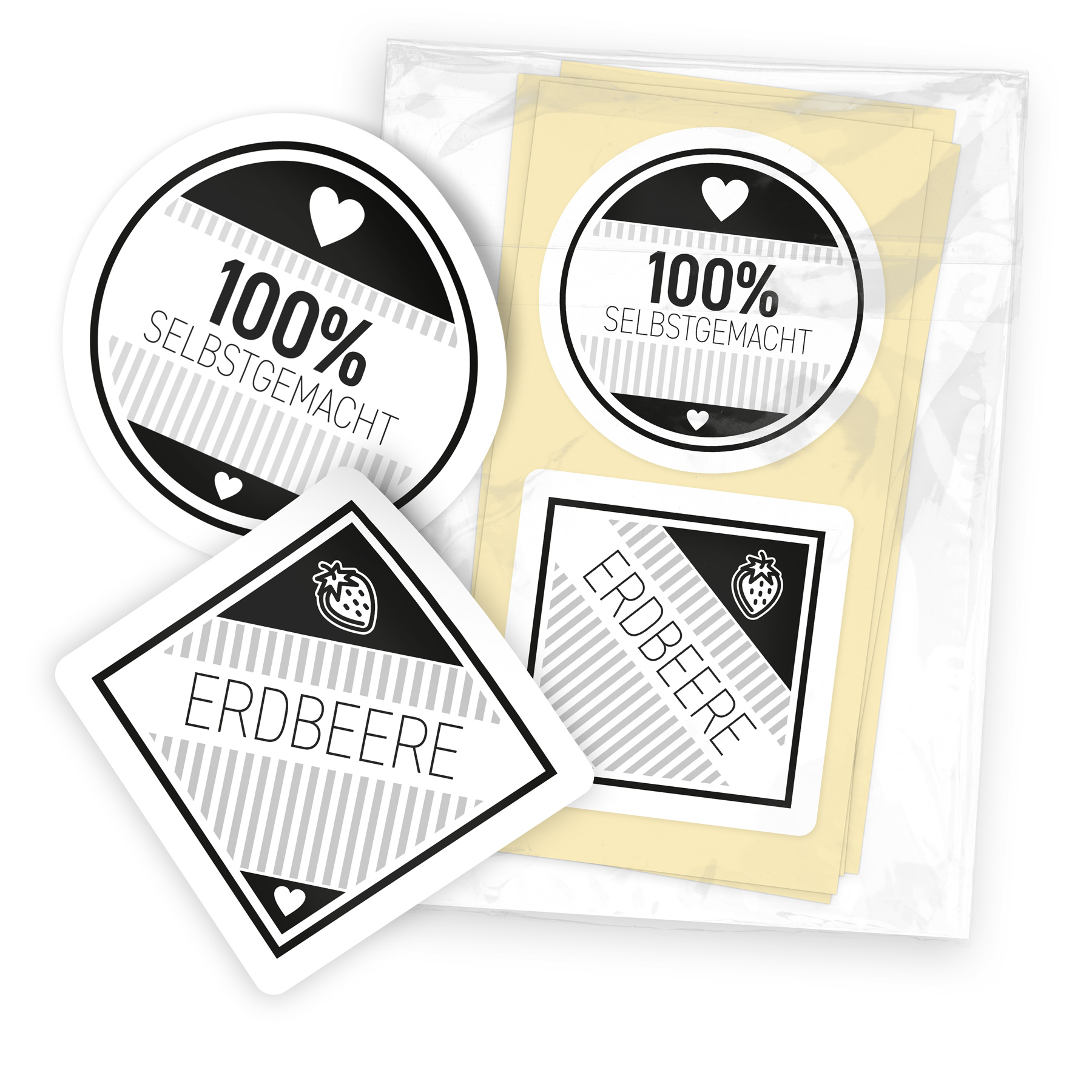 itenga Marmeladensticker 10erSet Aufkleber Deckel und Gl...