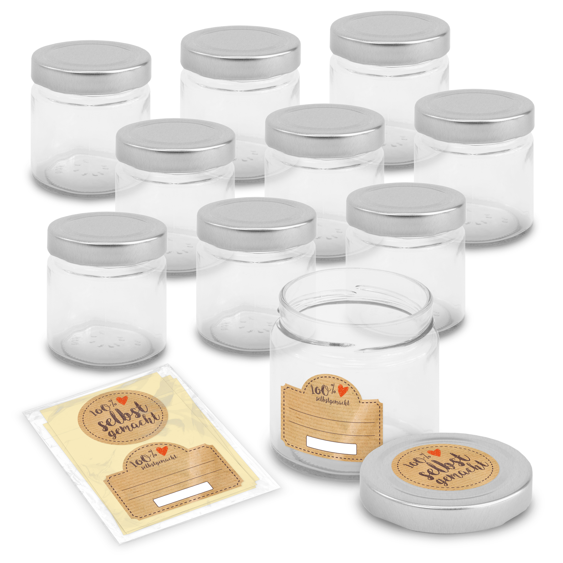 itenga Set 10 Marmeladengl�ser rund 212ml mit Sticker zu...