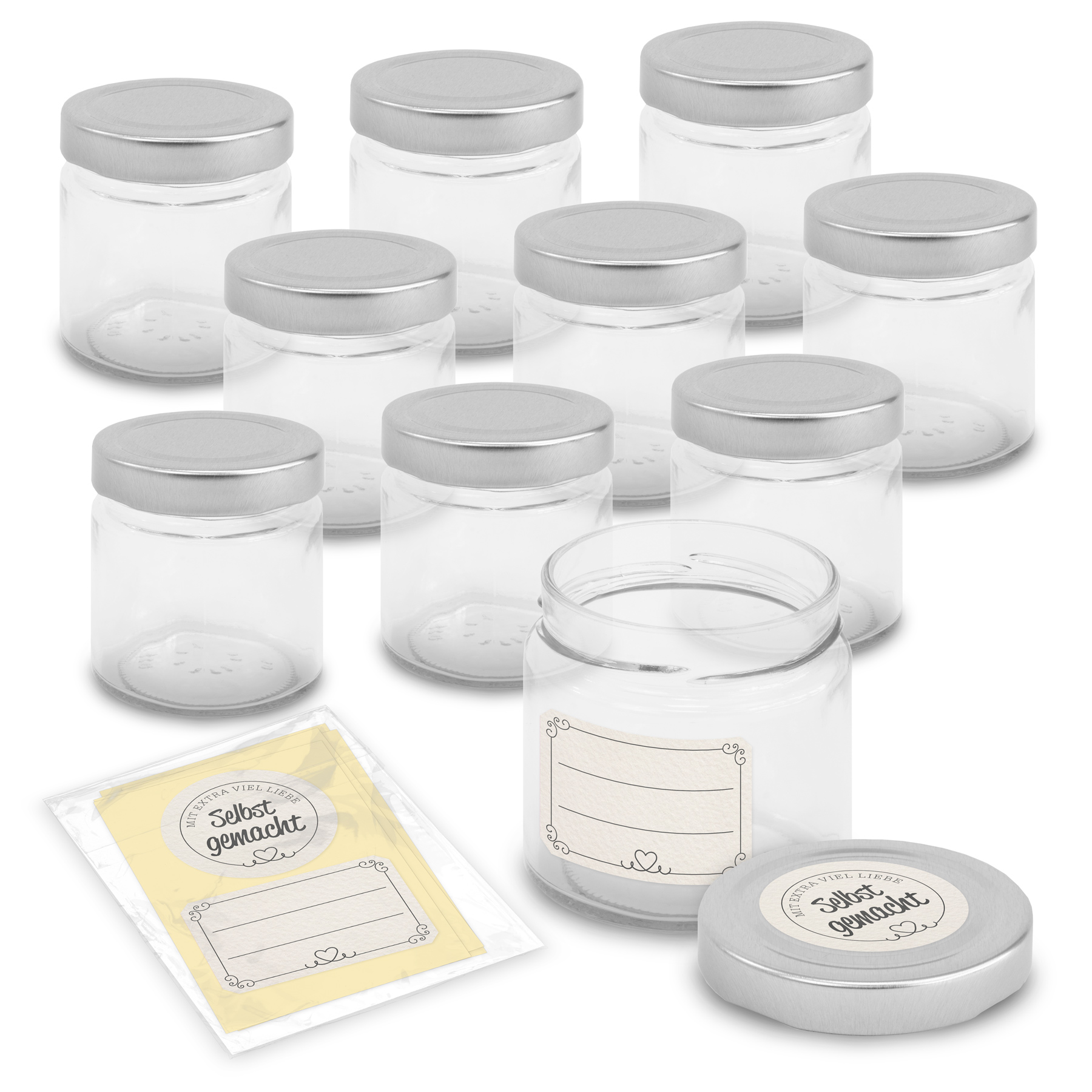itenga Set 10 Marmeladengl�ser rund 212ml mit Sticker zu...