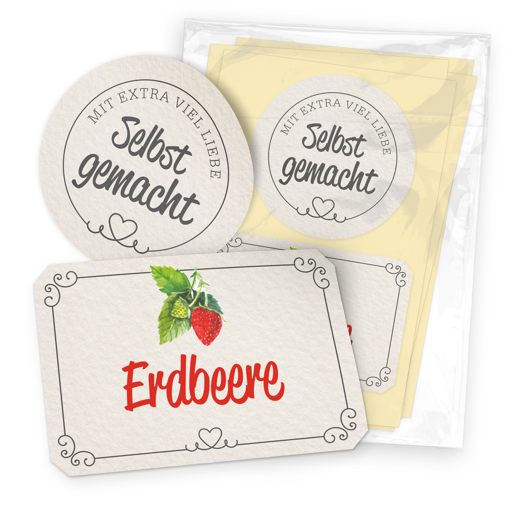 itenga Set 10 Marmeladengl�ser rund 212ml mit Sticker ER...