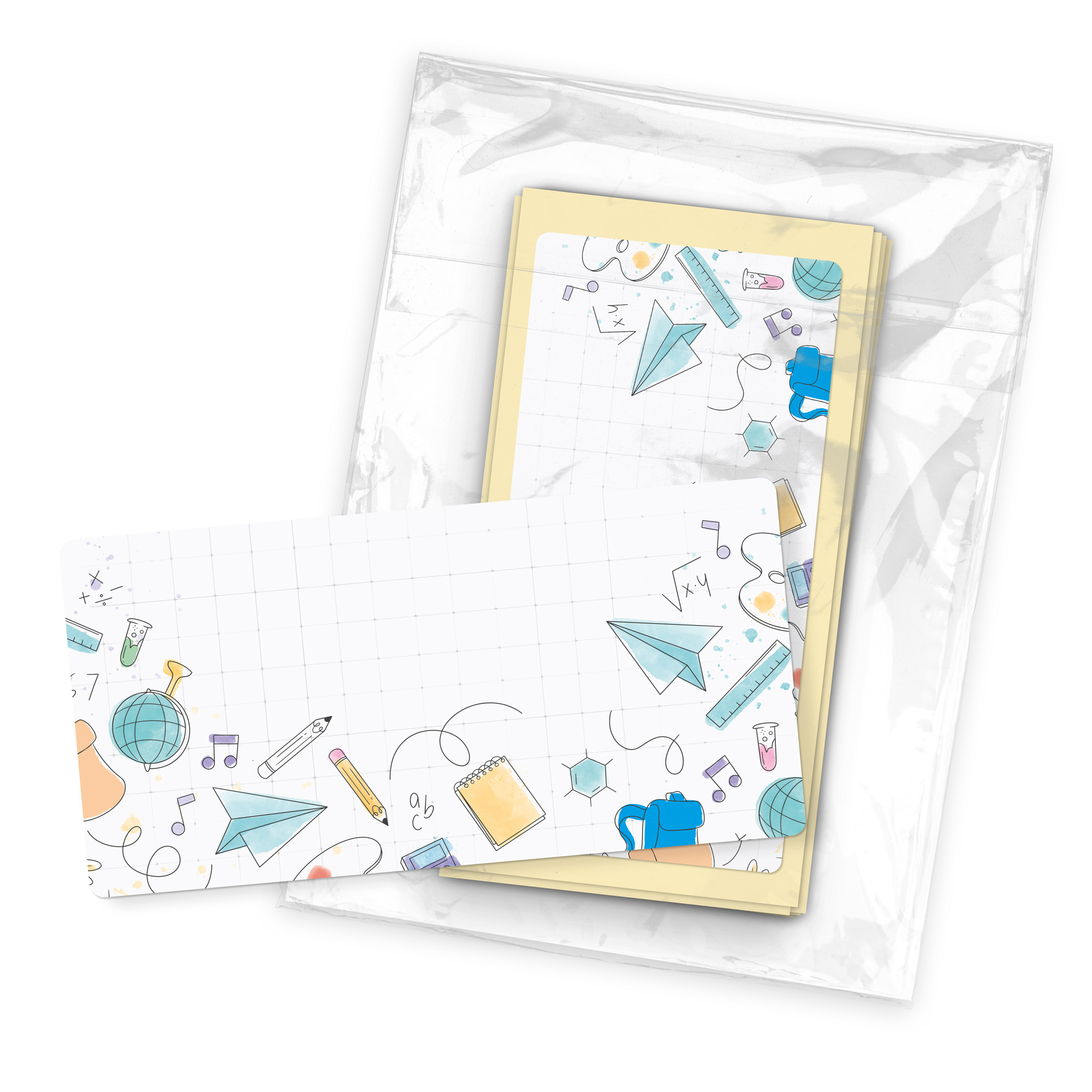 itenga 25x Namensetiketten Doodles bunt Schulanfang