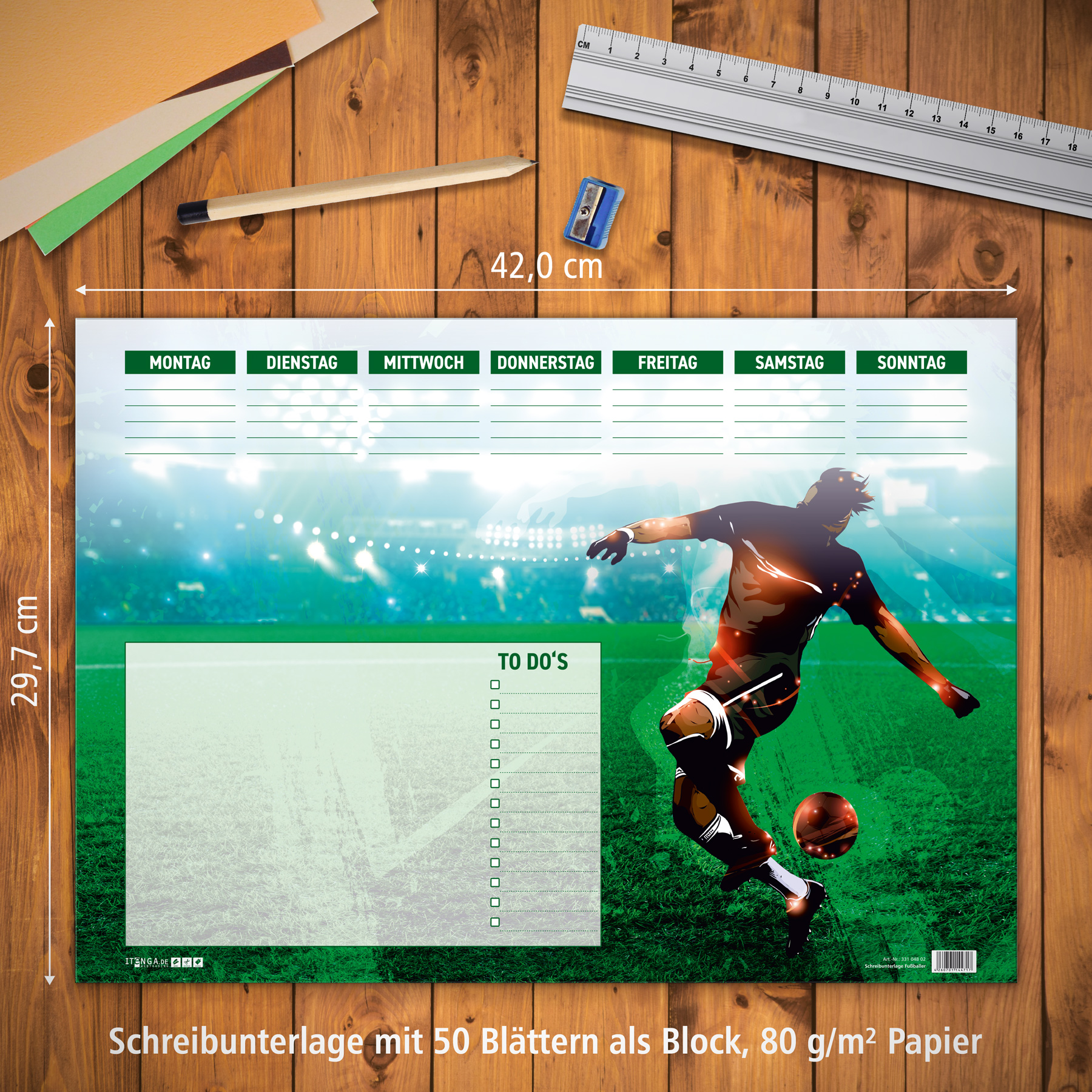 itenga Schreibtischunterlage Fu�baller DIN A3 50 Blatt