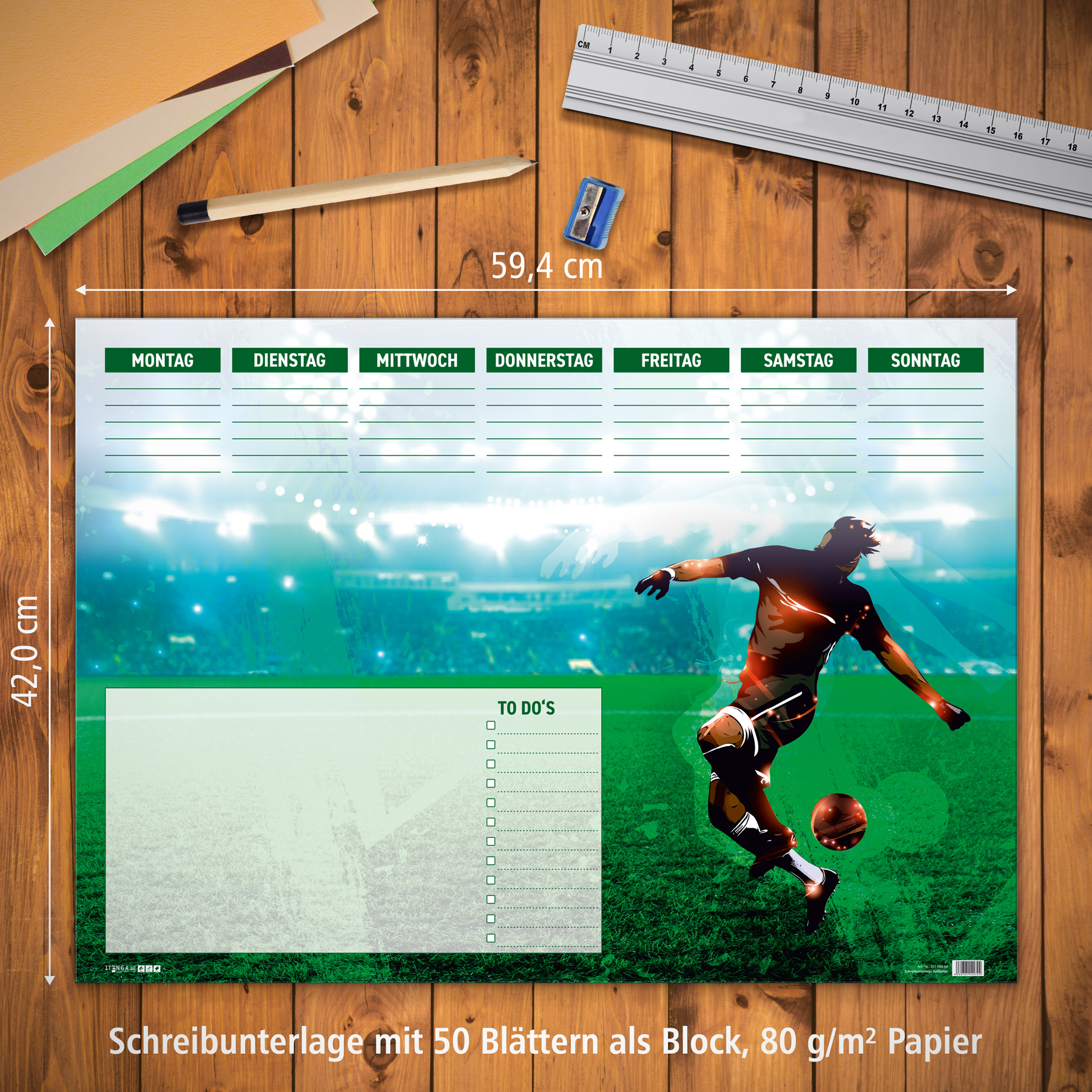 itenga Schreibtischunterlage Fu�baller DIN A2 50 Blatt