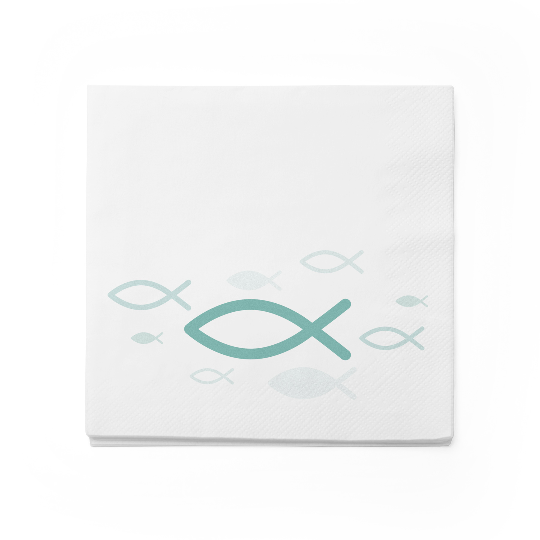 itenga Servietten Fisch wei� t�rkis 30 x 30 cm 3-lagig 2...