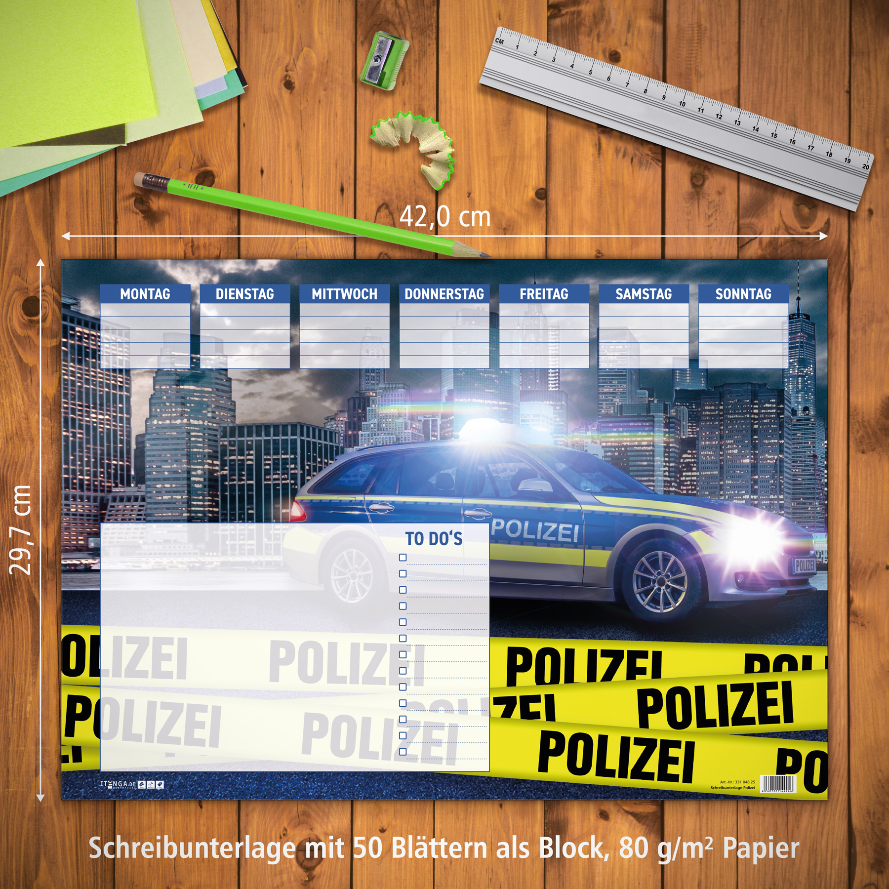itenga Schreibtischunterlage Polizei DIN A3 50 Blatt