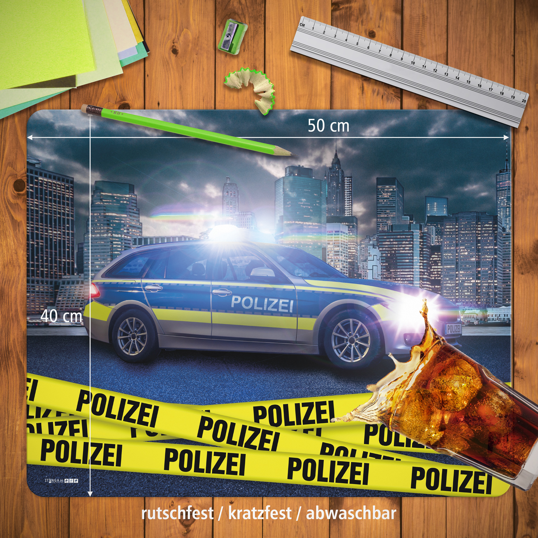 itenga Deluxe Schreibtischunterlage Polizei 50x40 cm au...