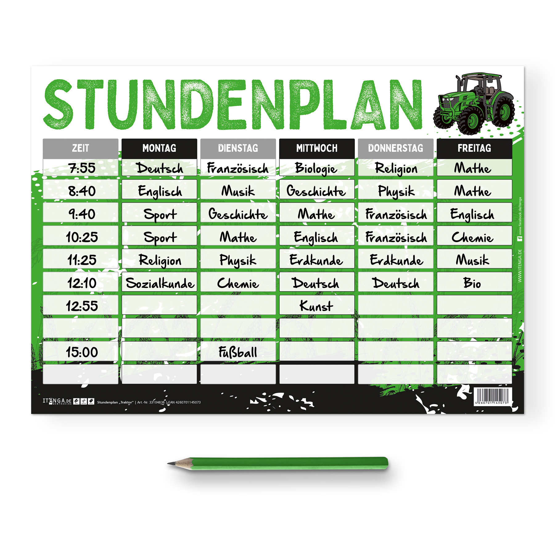 itenga Stundenplan TRAKTOR DIN A4 einseitig abwischbar