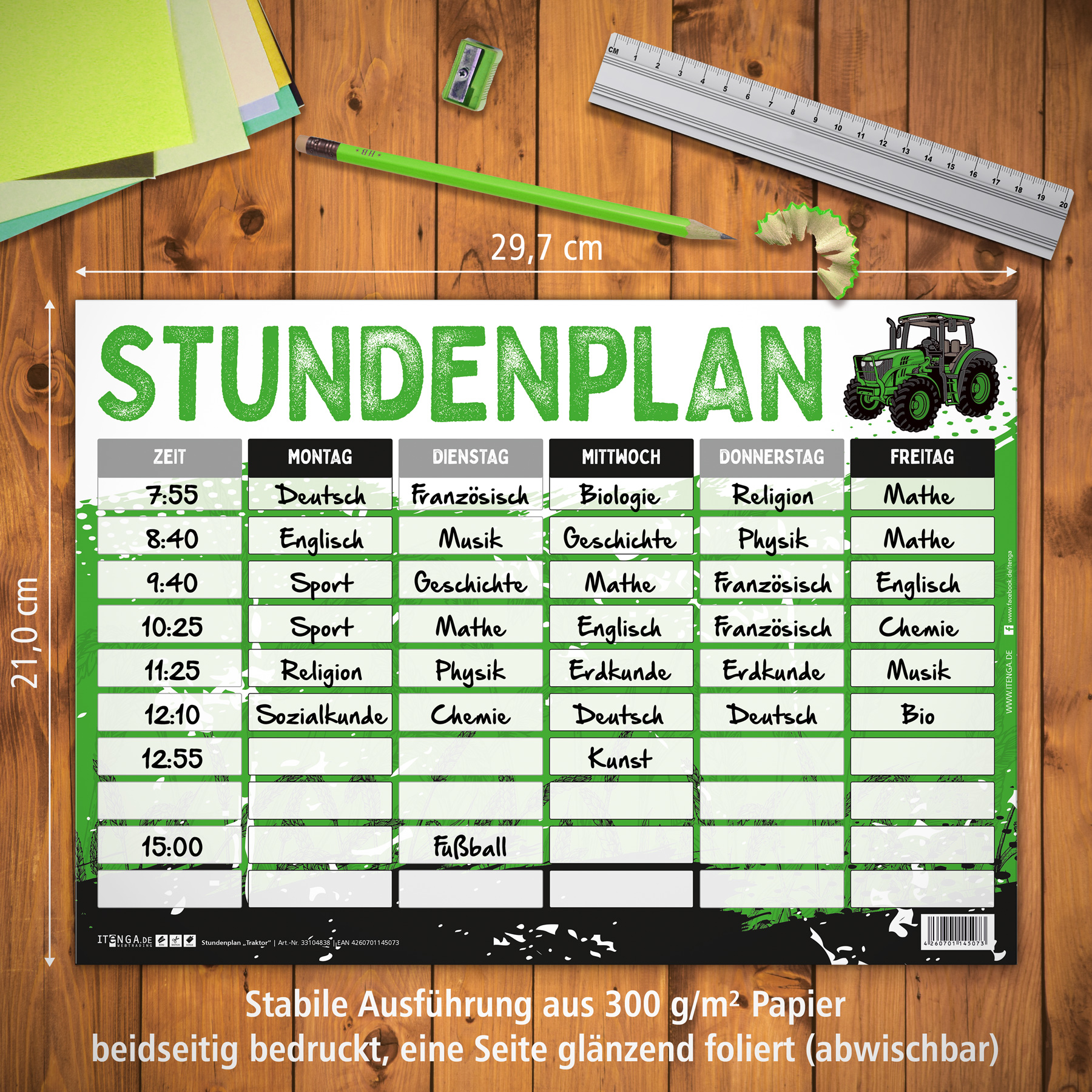 itenga Stundenplan TRAKTOR DIN A4 einseitig abwischbar