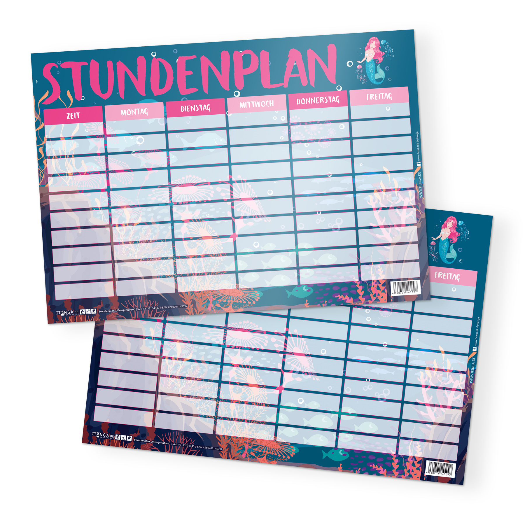 itenga Stundenplan Meerjungfrau DIN A4 einseitig abwisc...