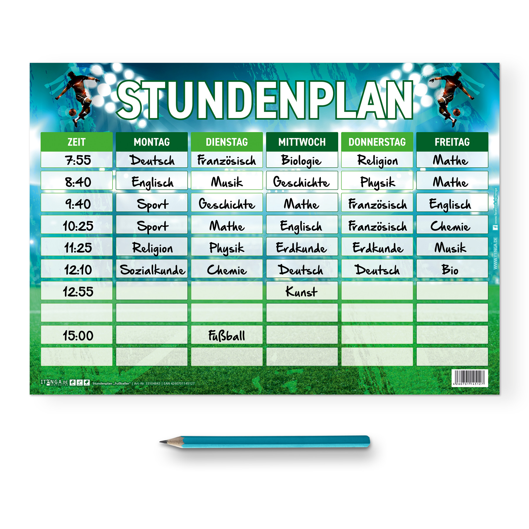 itenga Stundenplan Fu�ball DIN A4 einseitig abwischbar