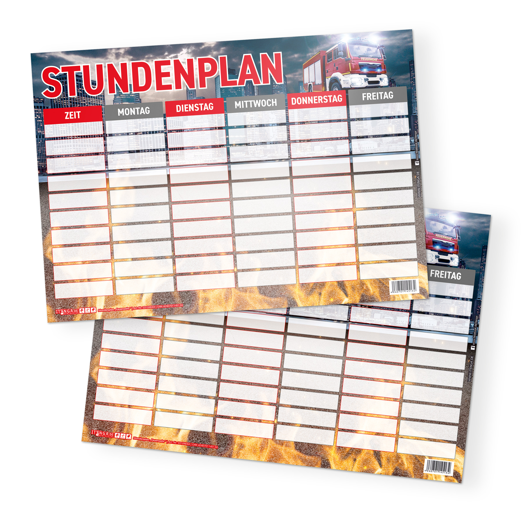 itenga Stundenplan Feuerwehr DIN A4 einseitig abwischbar