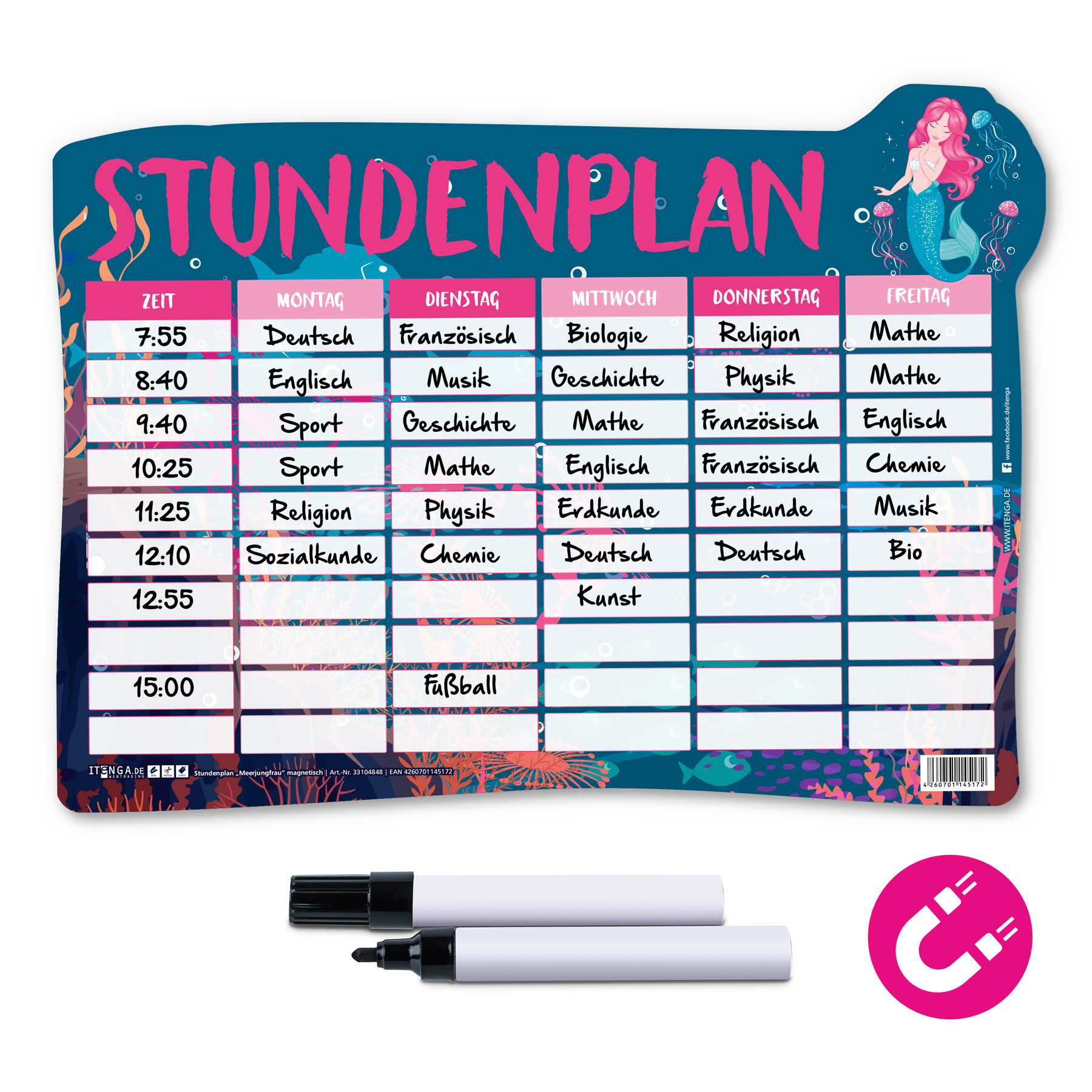 itenga Stundenplan magnetisch Motiv Meerjungfrau 31 x 22...