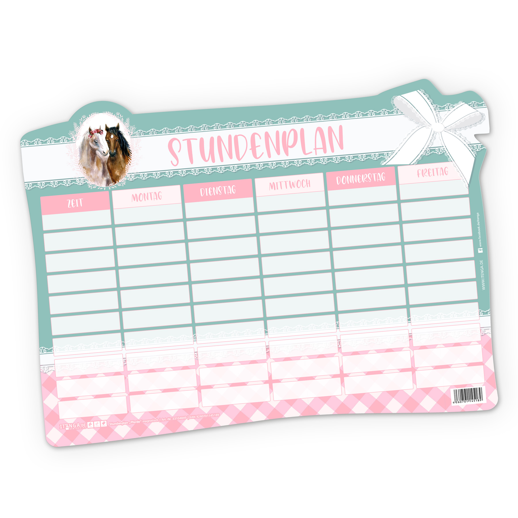 itenga Stundenplan magnetisch Motiv Pferde 31 x 22,5cm