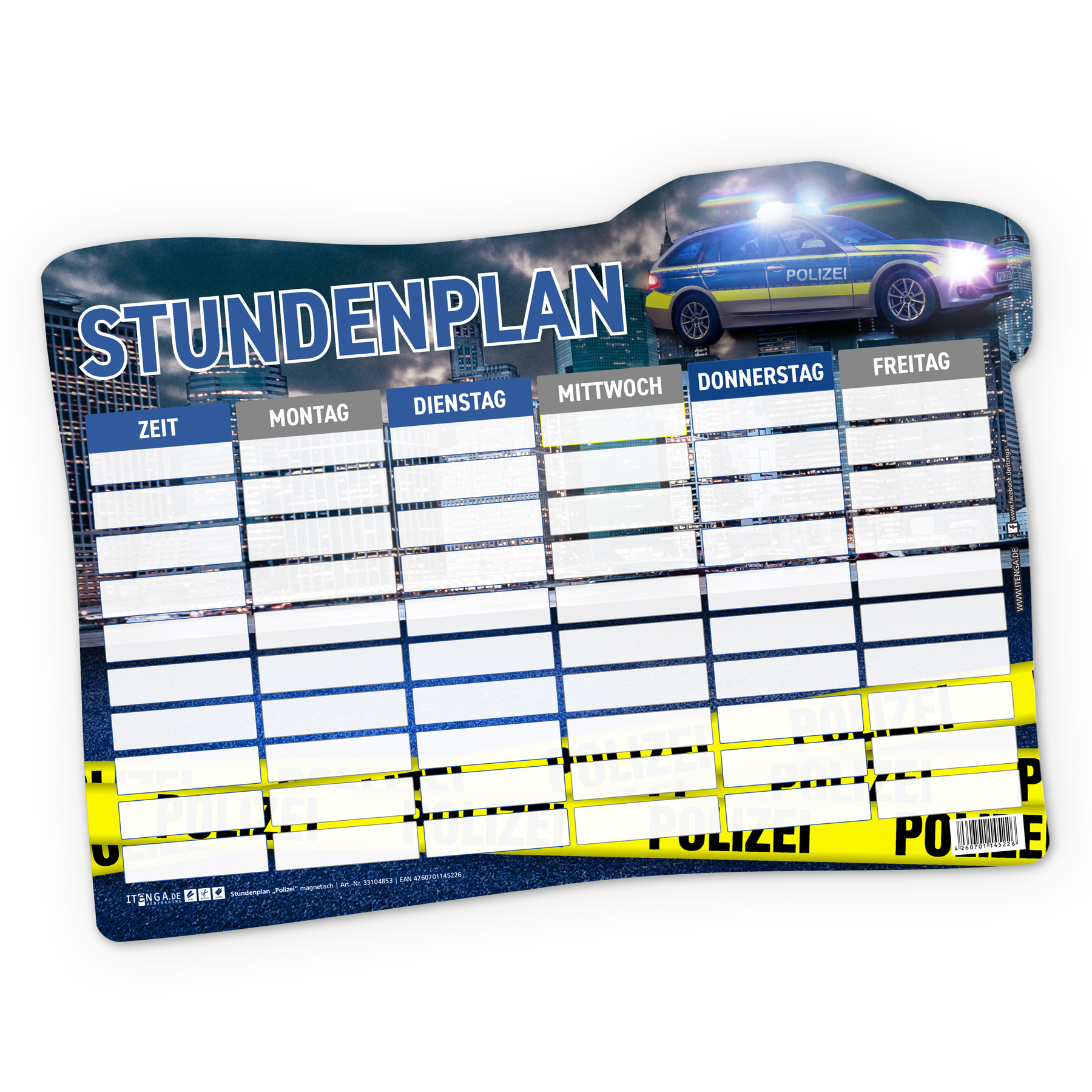 itenga Stundenplan magnetisch Motiv Polizei 31 x 22,5cm